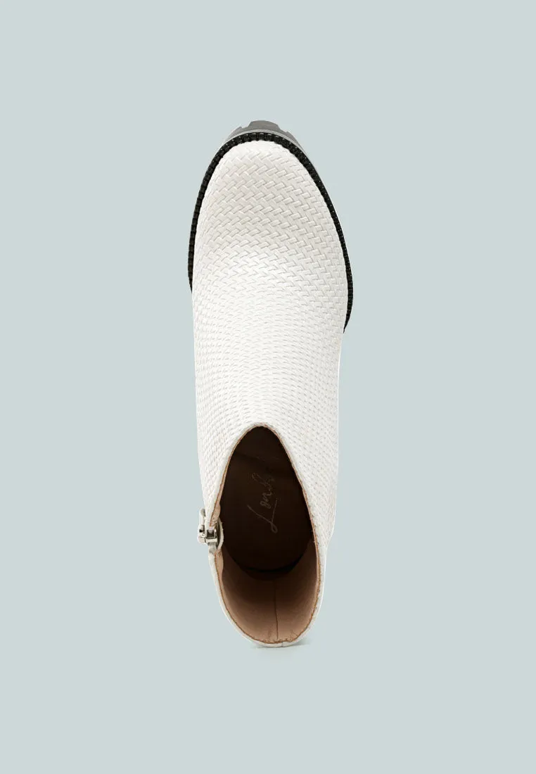 moleski textured block heeled boots
