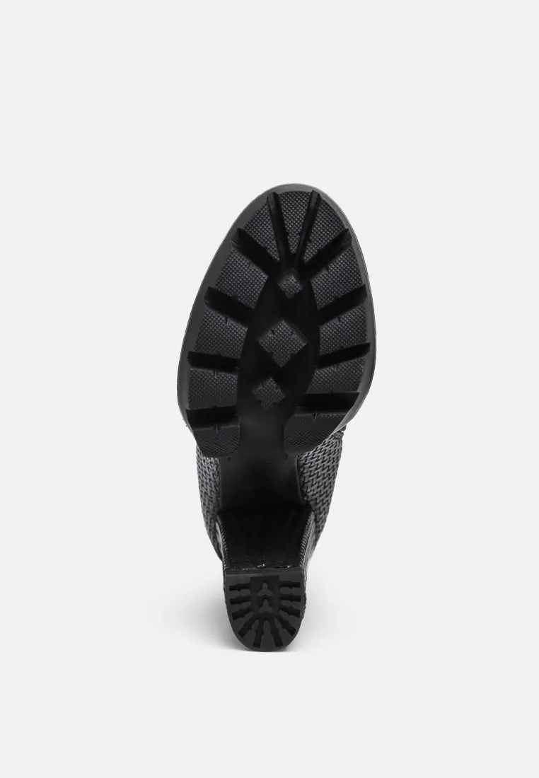 moleski textured block heeled boots
