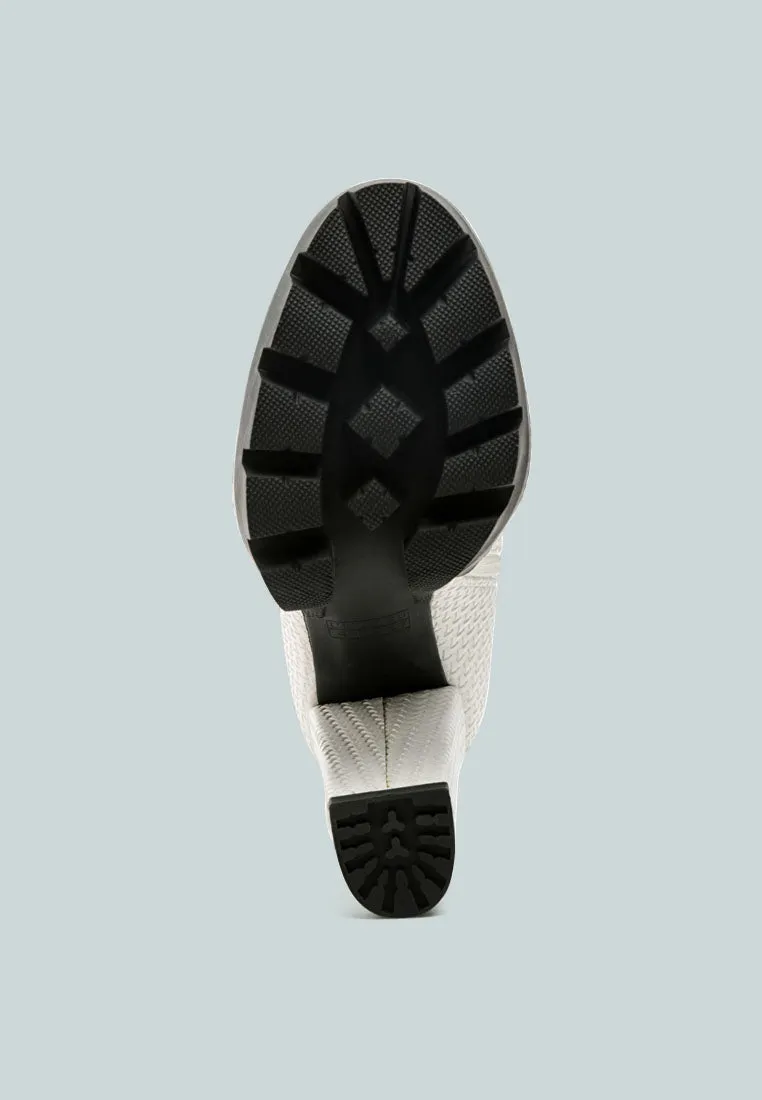moleski textured block heeled boots