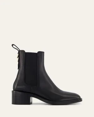 MONA FLAT ANKLE BOOTS BLACK LEATHER Jo Mercer