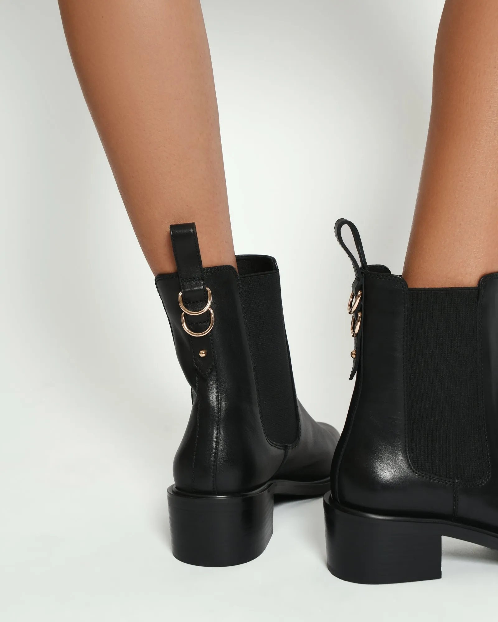 MONA FLAT ANKLE BOOTS BLACK LEATHER Jo Mercer