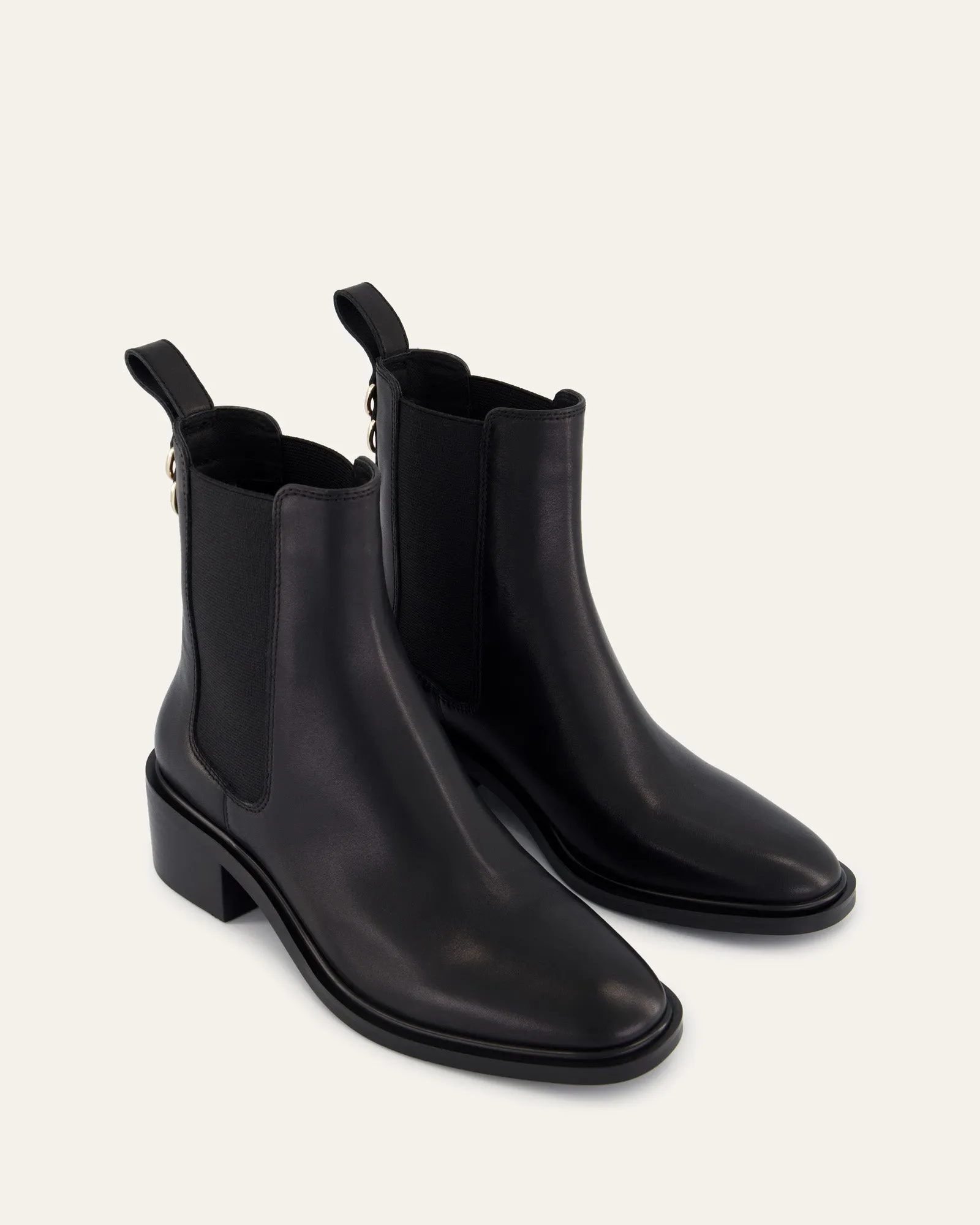 MONA FLAT ANKLE BOOTS BLACK LEATHER Jo Mercer