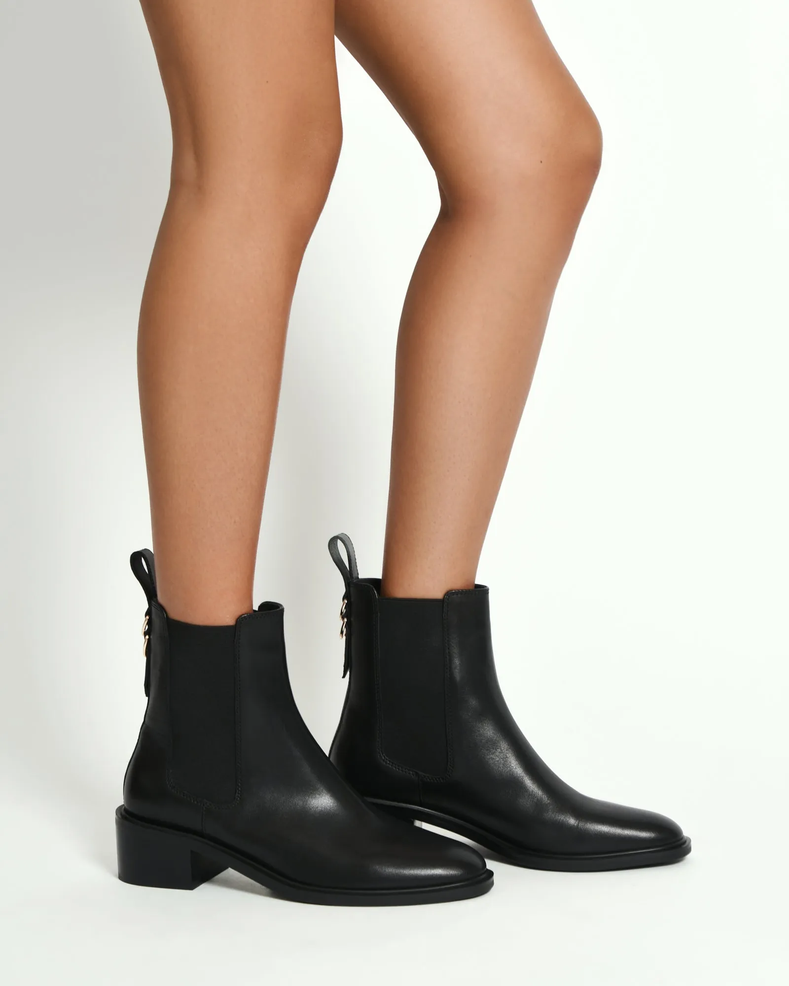 MONA FLAT ANKLE BOOTS BLACK LEATHER Jo Mercer