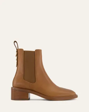 MONA FLAT ANKLE BOOTS TRUE TAN LEATHER Jo Mercer