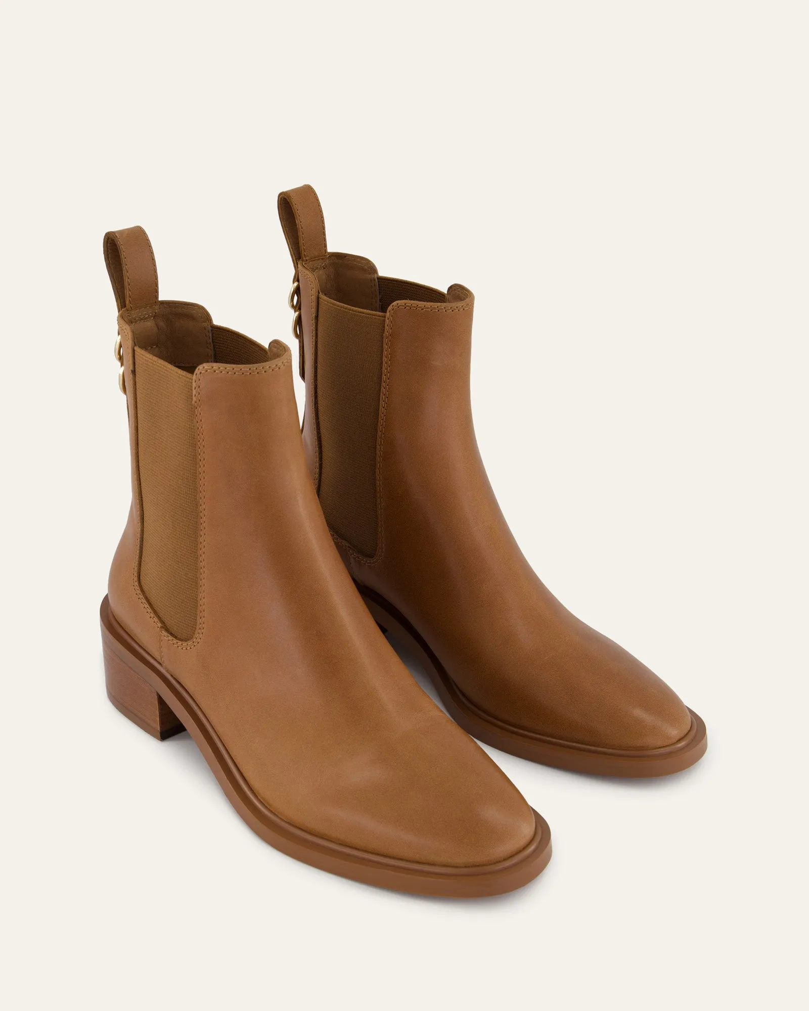 MONA FLAT ANKLE BOOTS TRUE TAN LEATHER Jo Mercer
