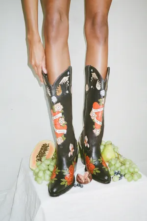 My Body My Choice Doodle Cowboy Boot in Midnight Brother Vellies