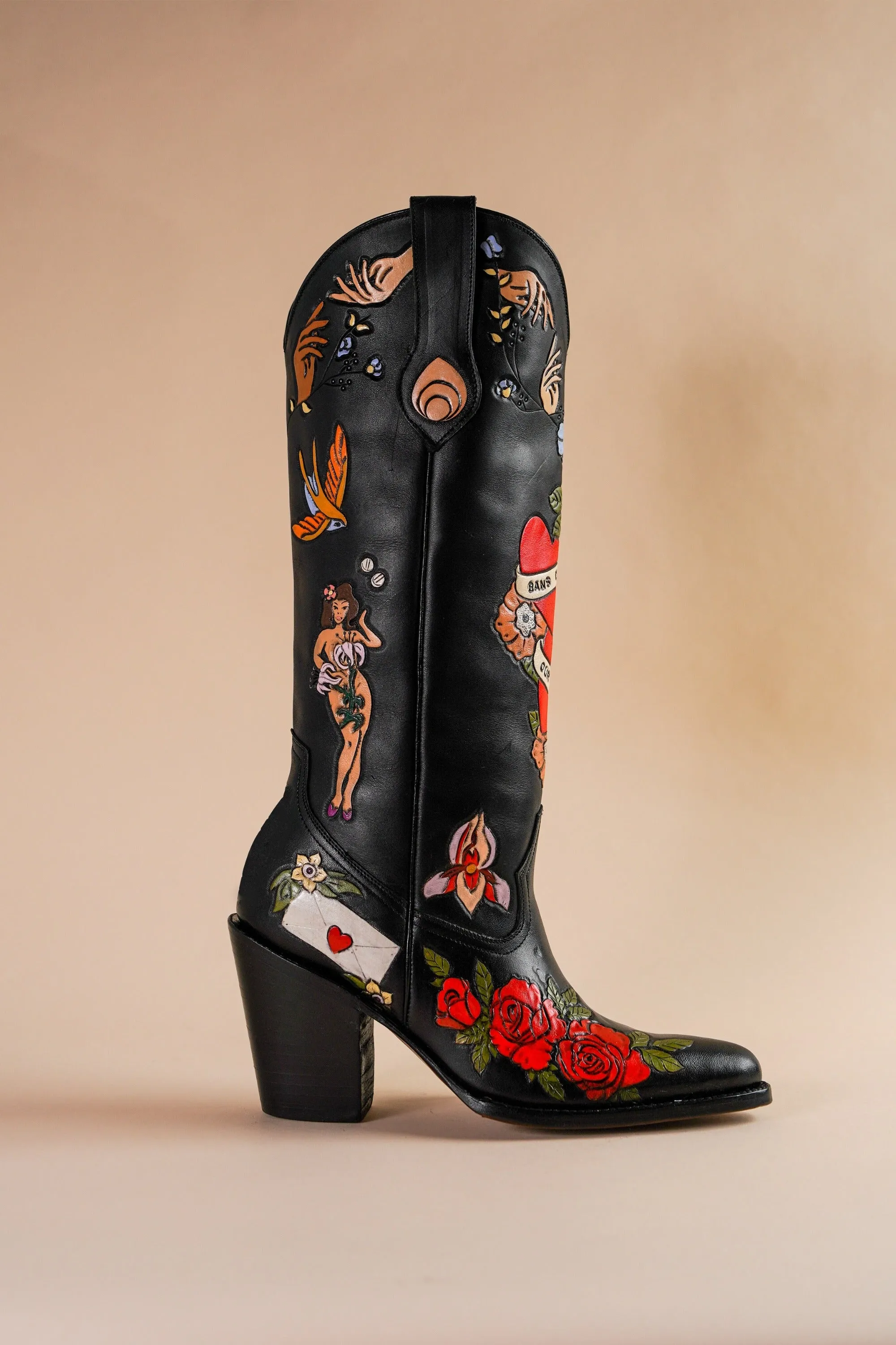 My Body My Choice Doodle Cowboy Boot in Midnight Brother Vellies