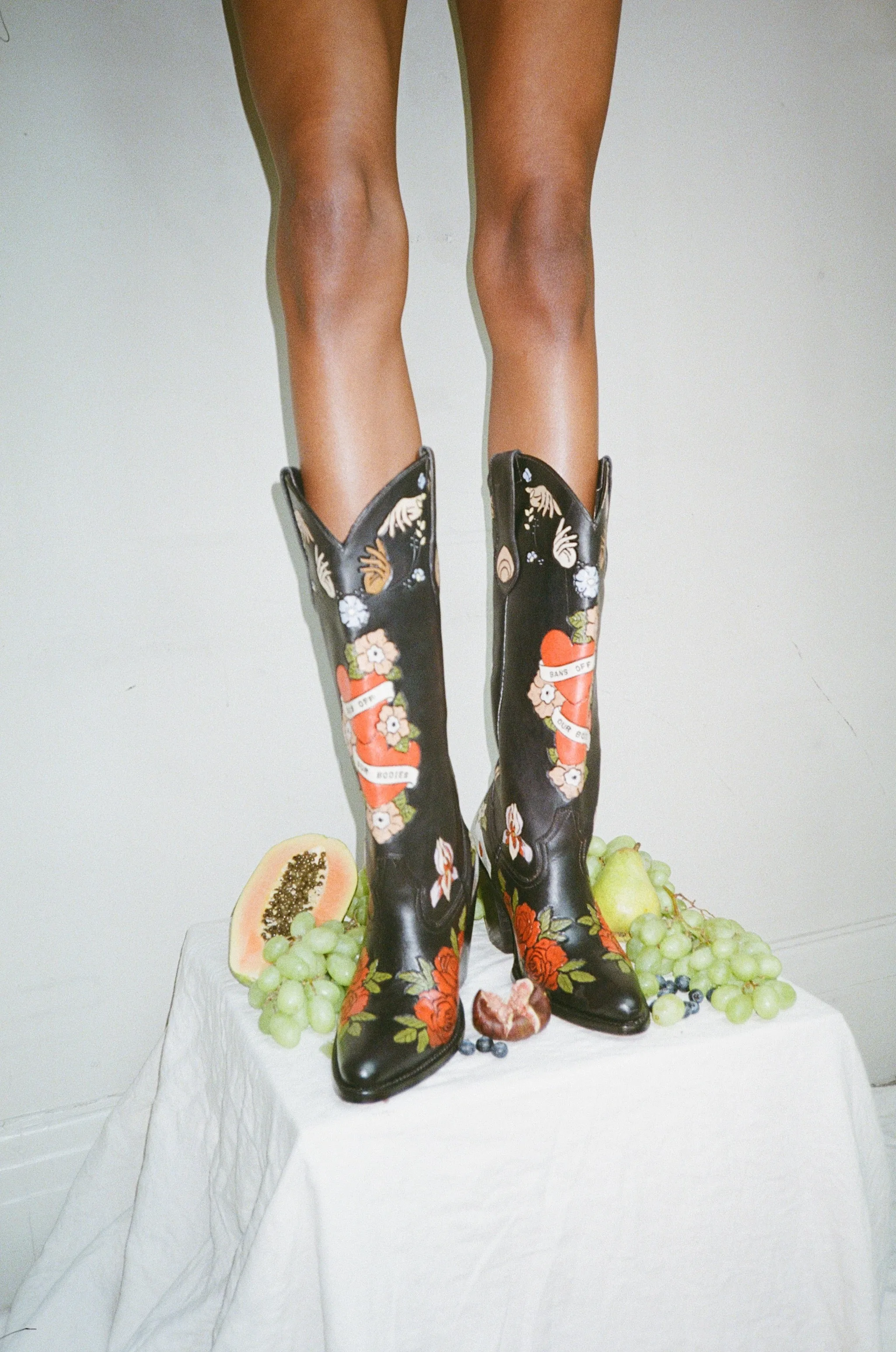 My Body My Choice Doodle Cowboy Boot in Midnight Brother Vellies