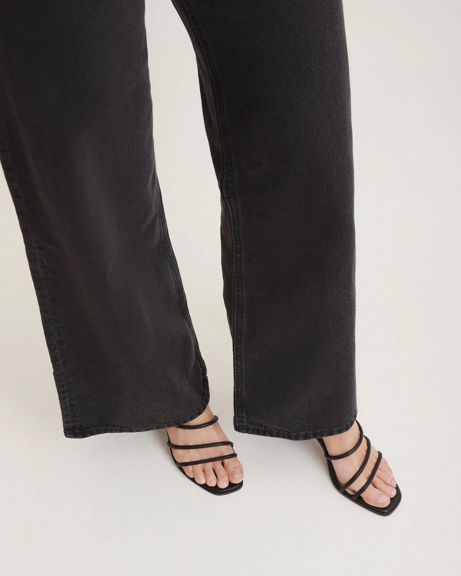 NAOMI MID HEEL SANDALS BLACK LEATHER Jo Mercer