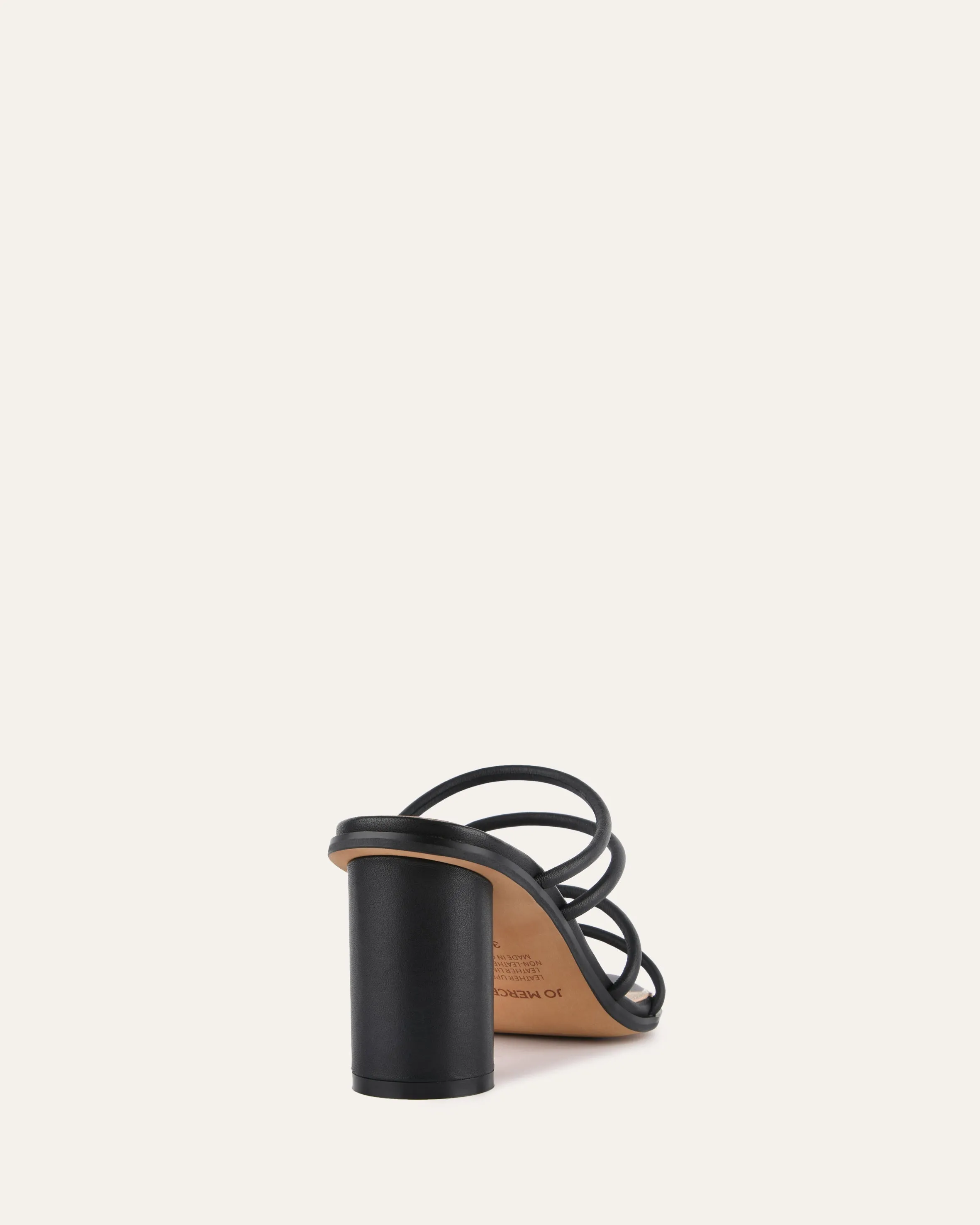 NAOMI MID HEEL SANDALS BLACK LEATHER Jo Mercer