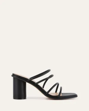 NAOMI MID HEEL SANDALS BLACK LEATHER Jo Mercer