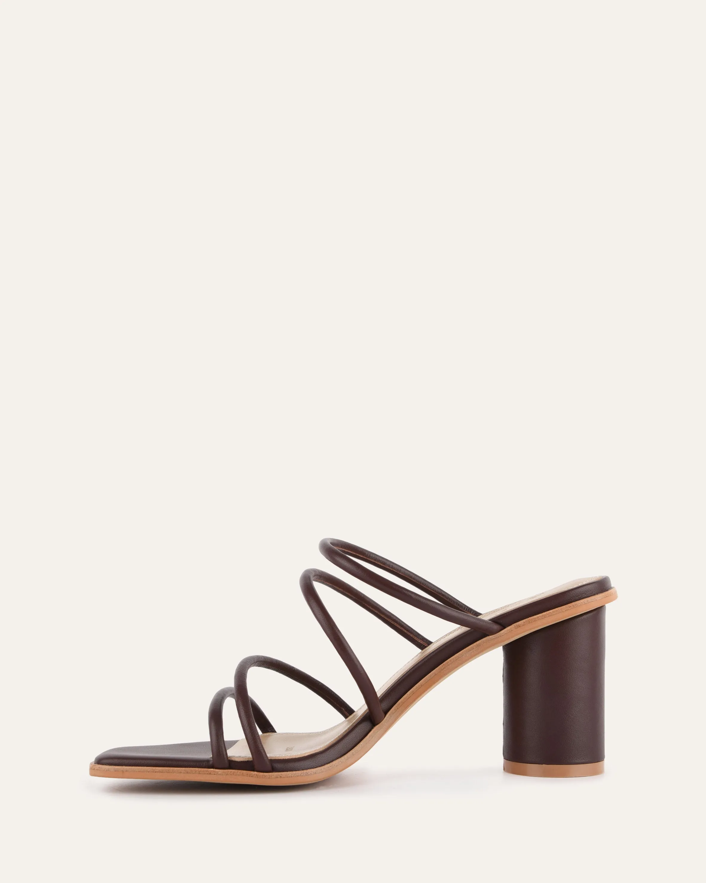 NAOMI MID HEEL SANDALS CHOCOLATE LEATHER Jo Mercer