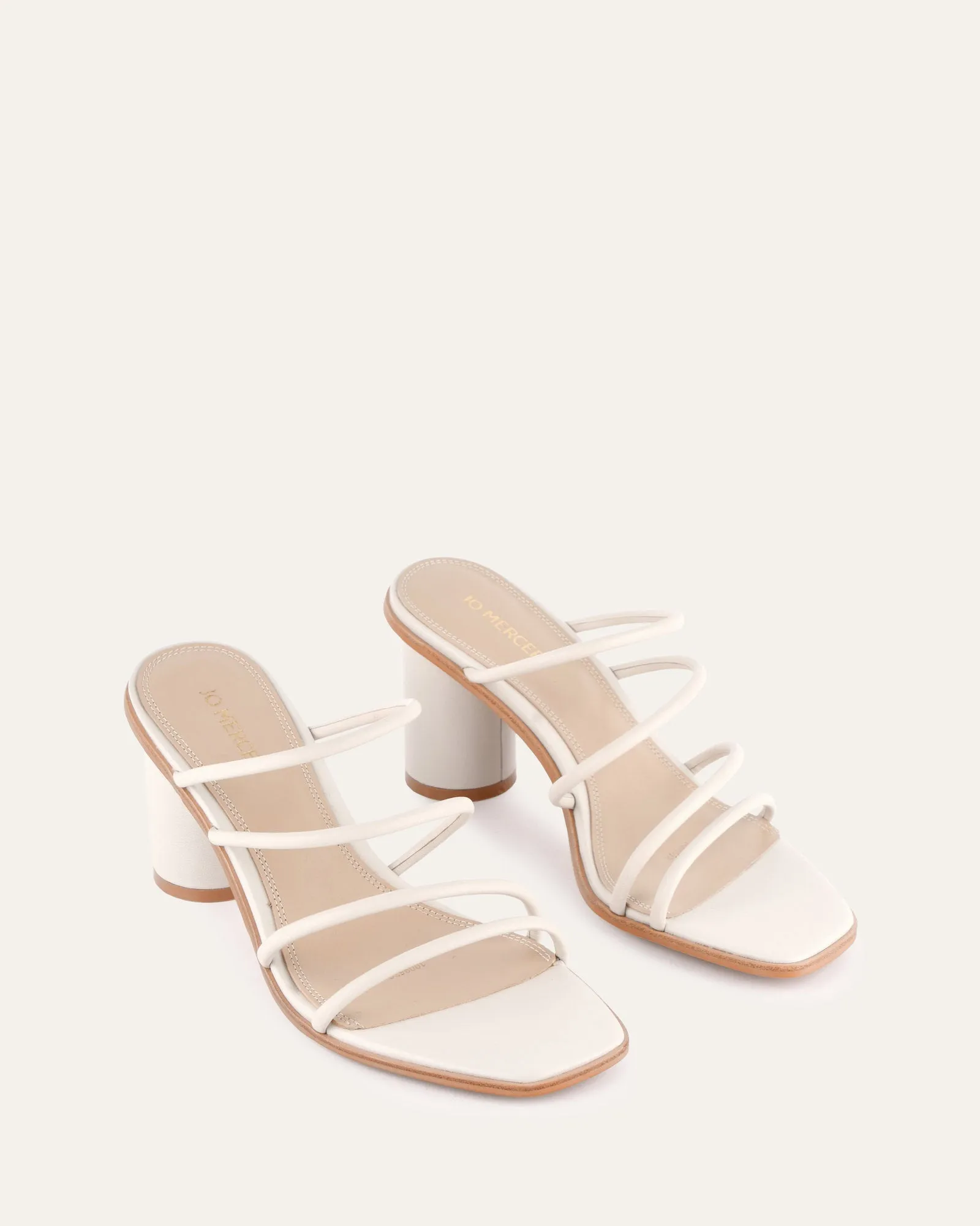 NAOMI MID HEEL SANDALS OFF WHITE LEATHER Jo Mercer