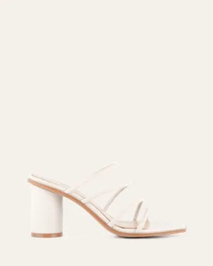 NAOMI MID HEEL SANDALS OFF WHITE LEATHER Jo Mercer