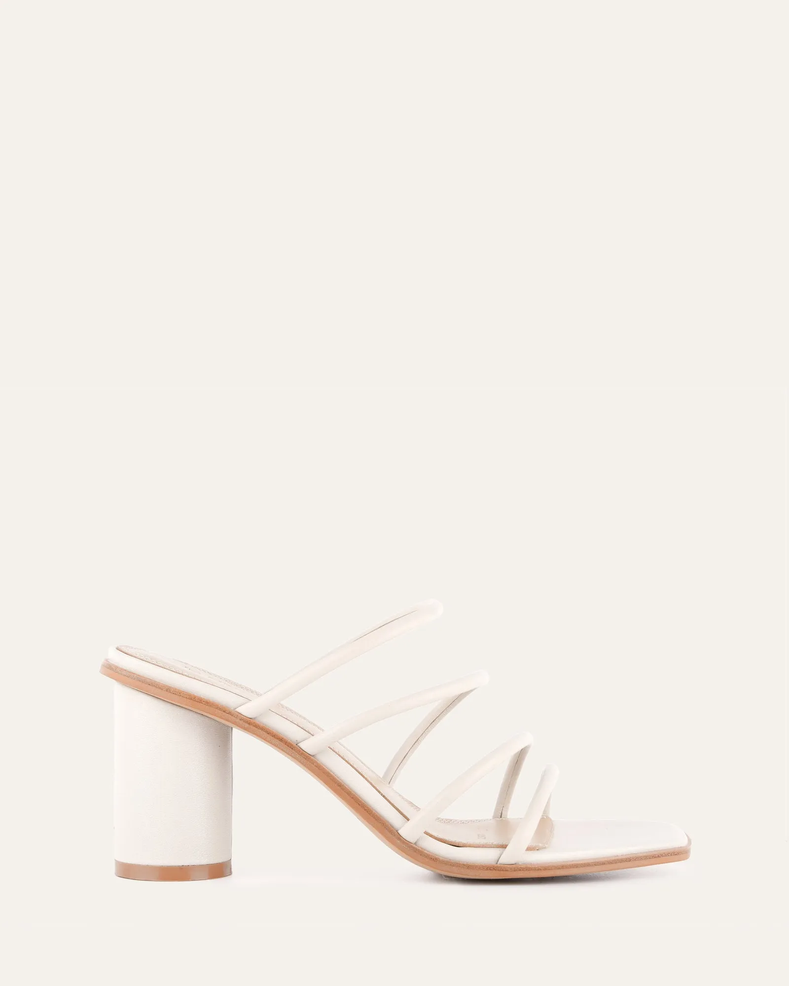 NAOMI MID HEEL SANDALS OFF WHITE LEATHER Jo Mercer