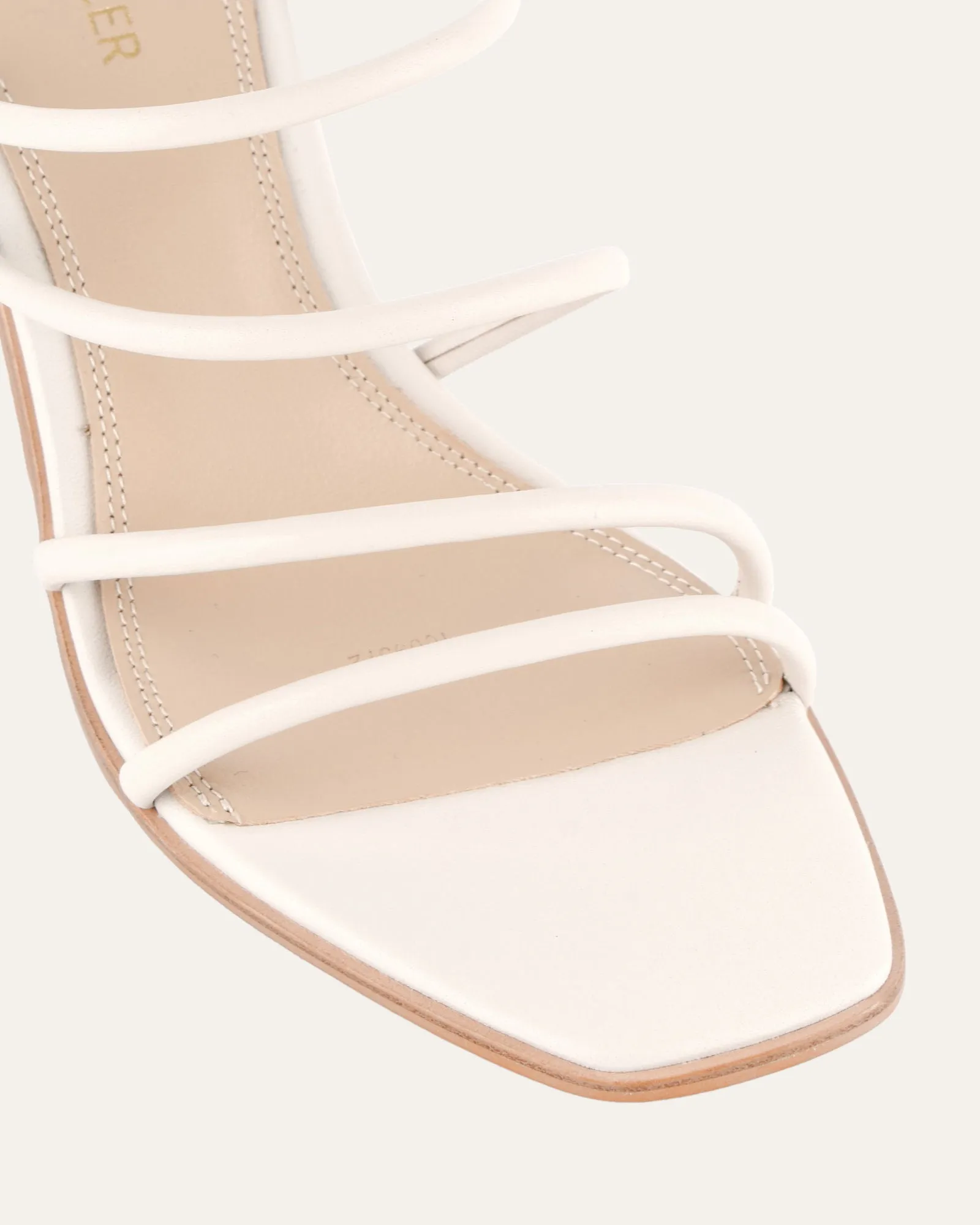 NAOMI MID HEEL SANDALS OFF WHITE LEATHER Jo Mercer