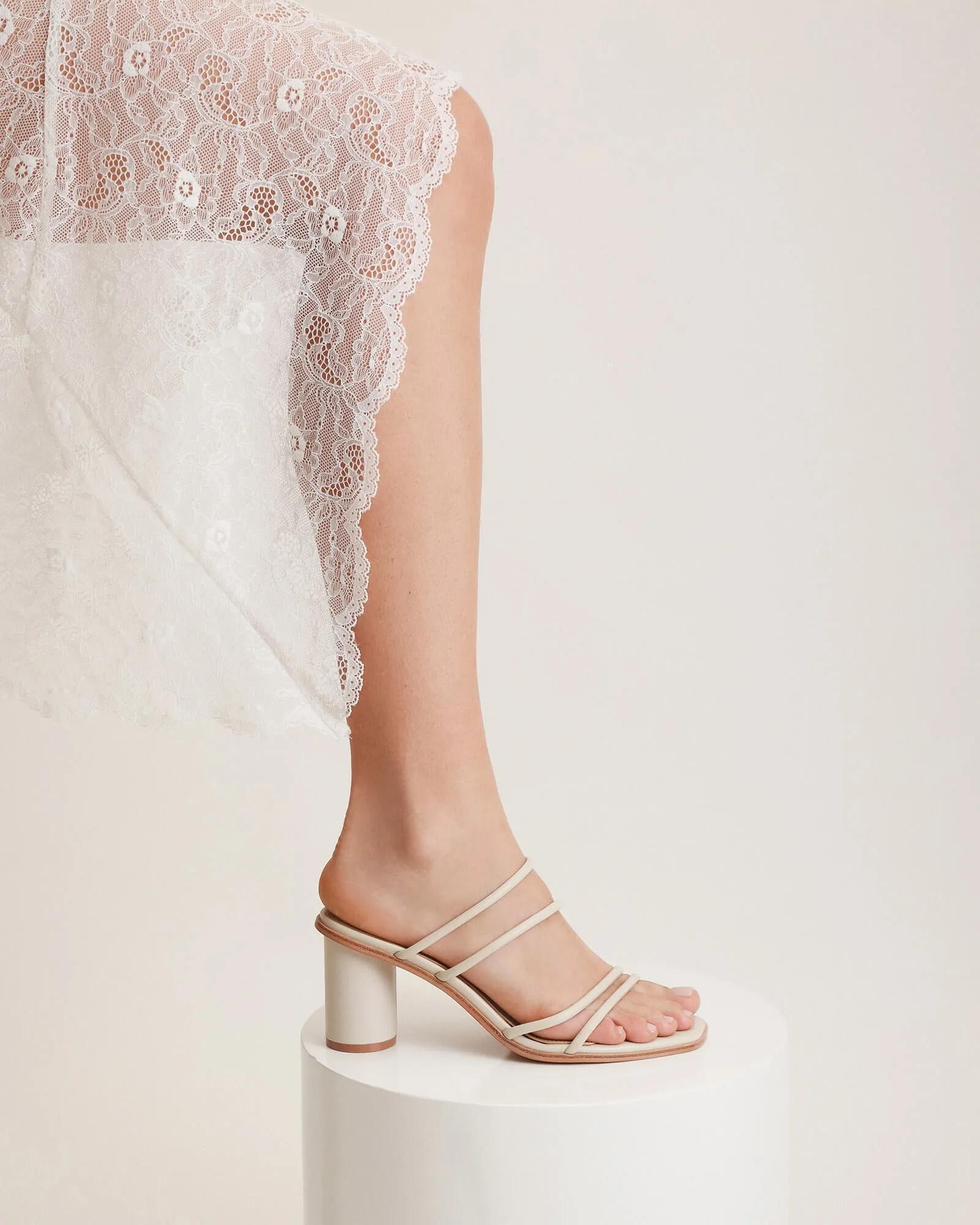 NAOMI MID HEEL SANDALS OFF WHITE LEATHER Jo Mercer
