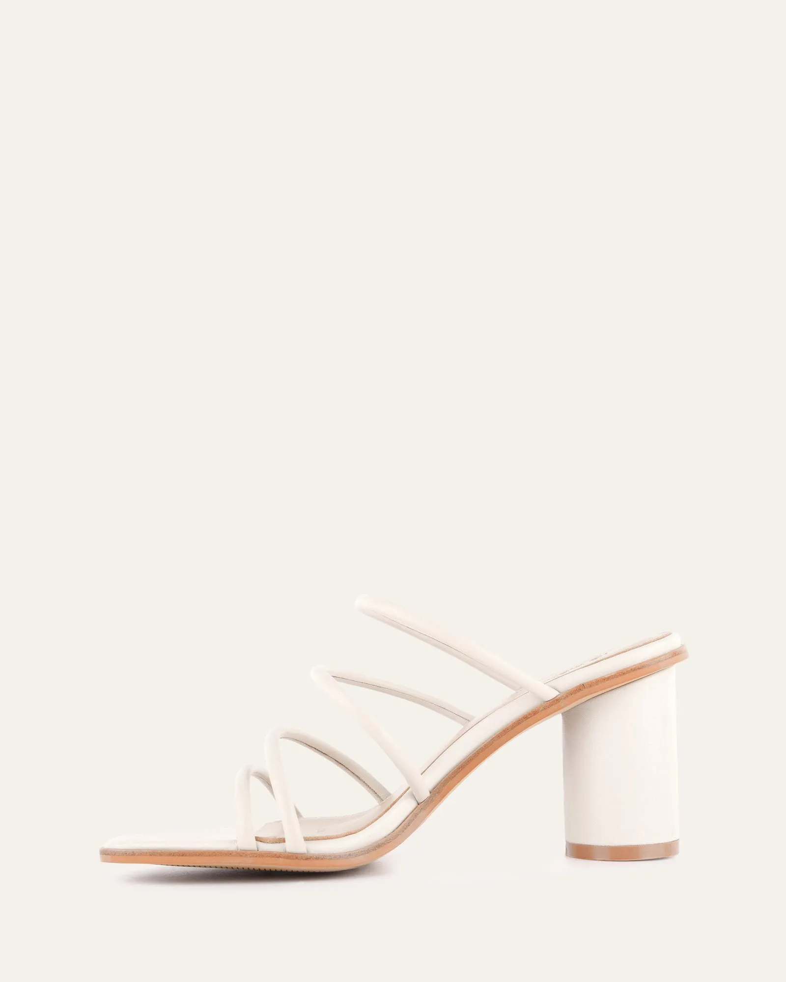 NAOMI MID HEEL SANDALS OFF WHITE LEATHER Jo Mercer