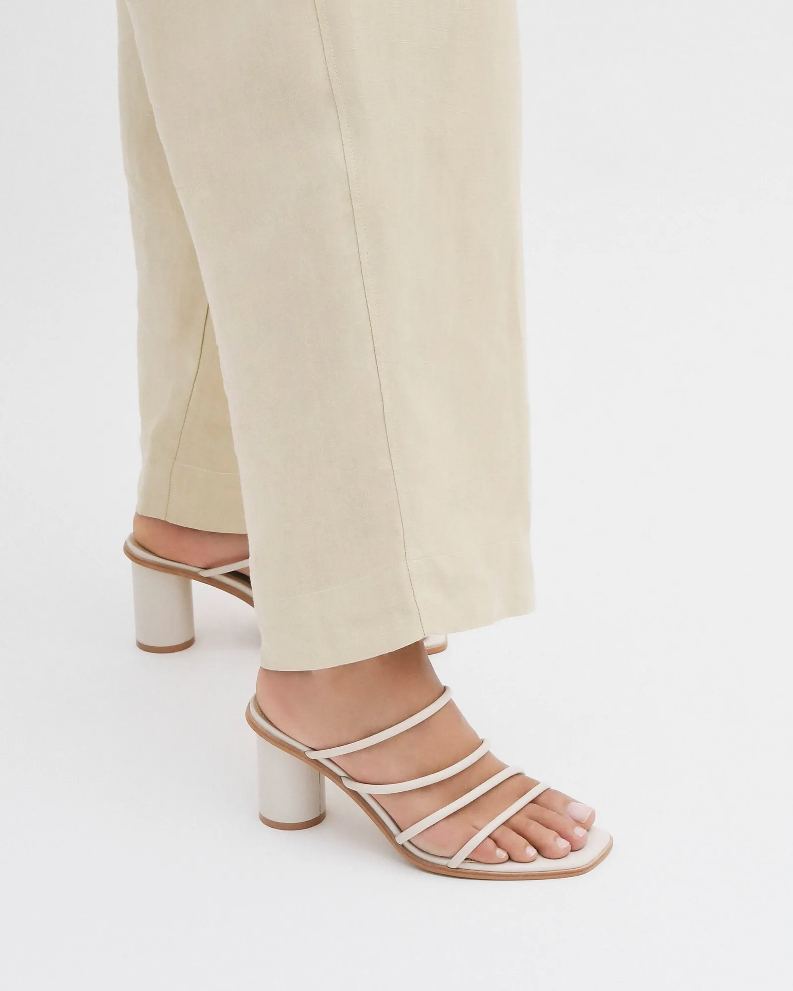 NAOMI MID HEEL SANDALS OFF WHITE LEATHER Jo Mercer
