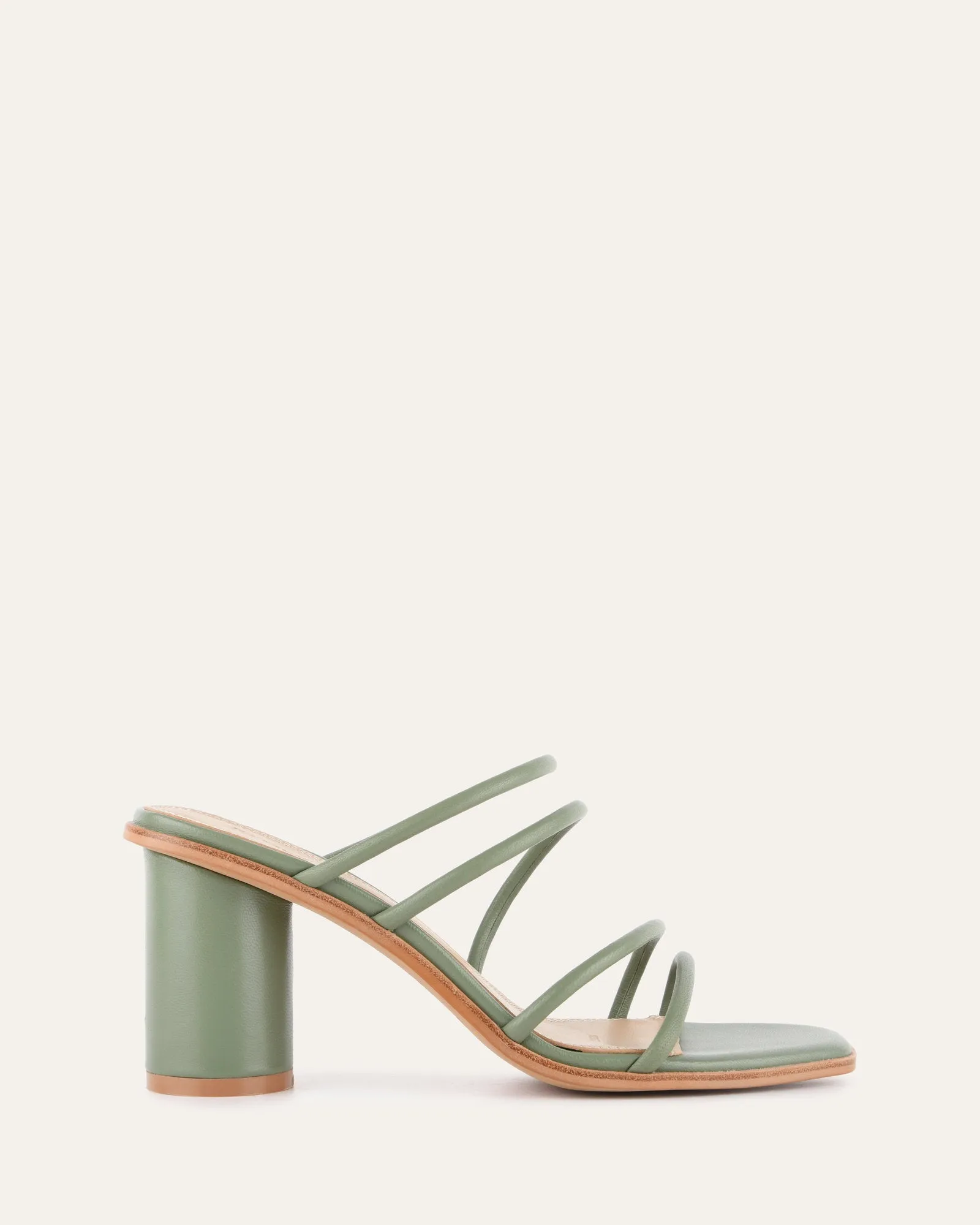 NAOMI MID HEEL SANDALS PISTACHIO GREEN LEATHER Jo Mercer