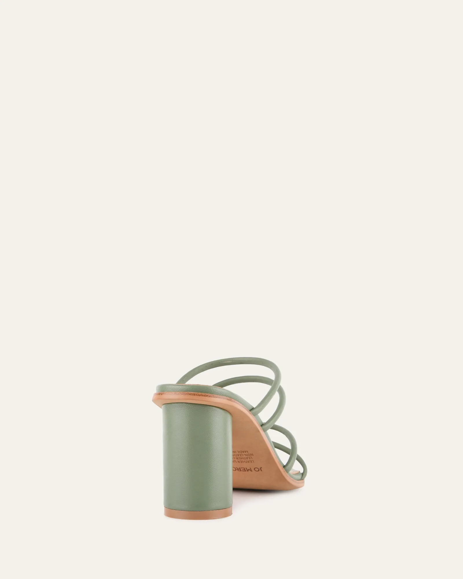 NAOMI MID HEEL SANDALS PISTACHIO GREEN LEATHER Jo Mercer