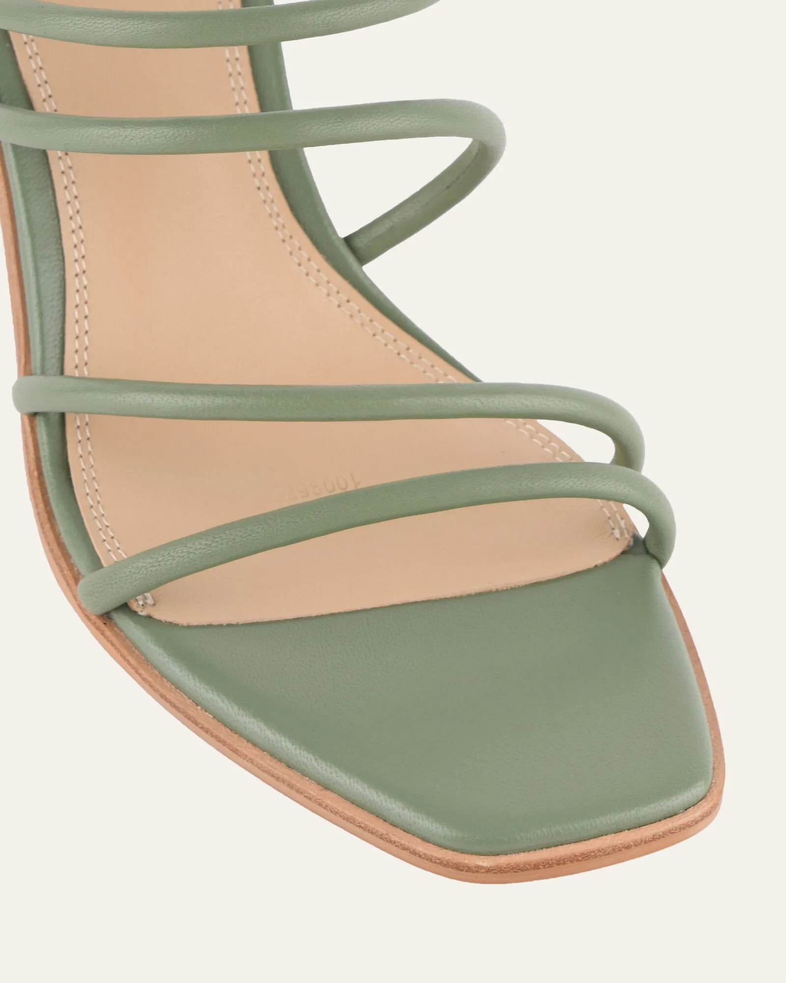 NAOMI MID HEEL SANDALS PISTACHIO GREEN LEATHER Jo Mercer
