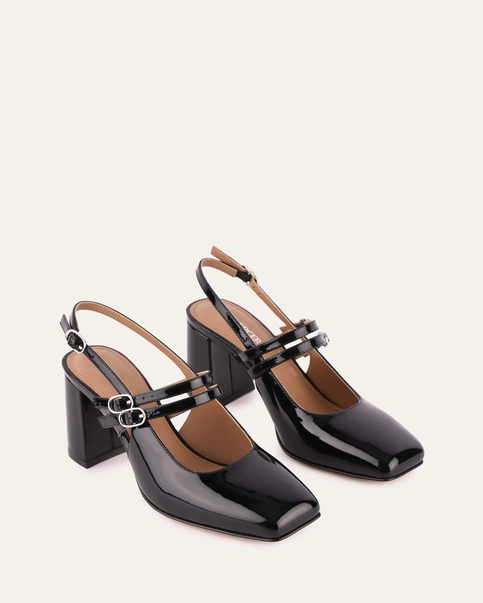 NATASHA MID HEELS BLACK PATENT Jo Mercer