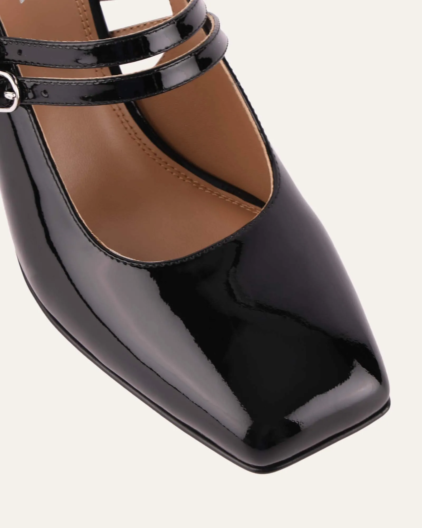 NATASHA MID HEELS BLACK PATENT Jo Mercer