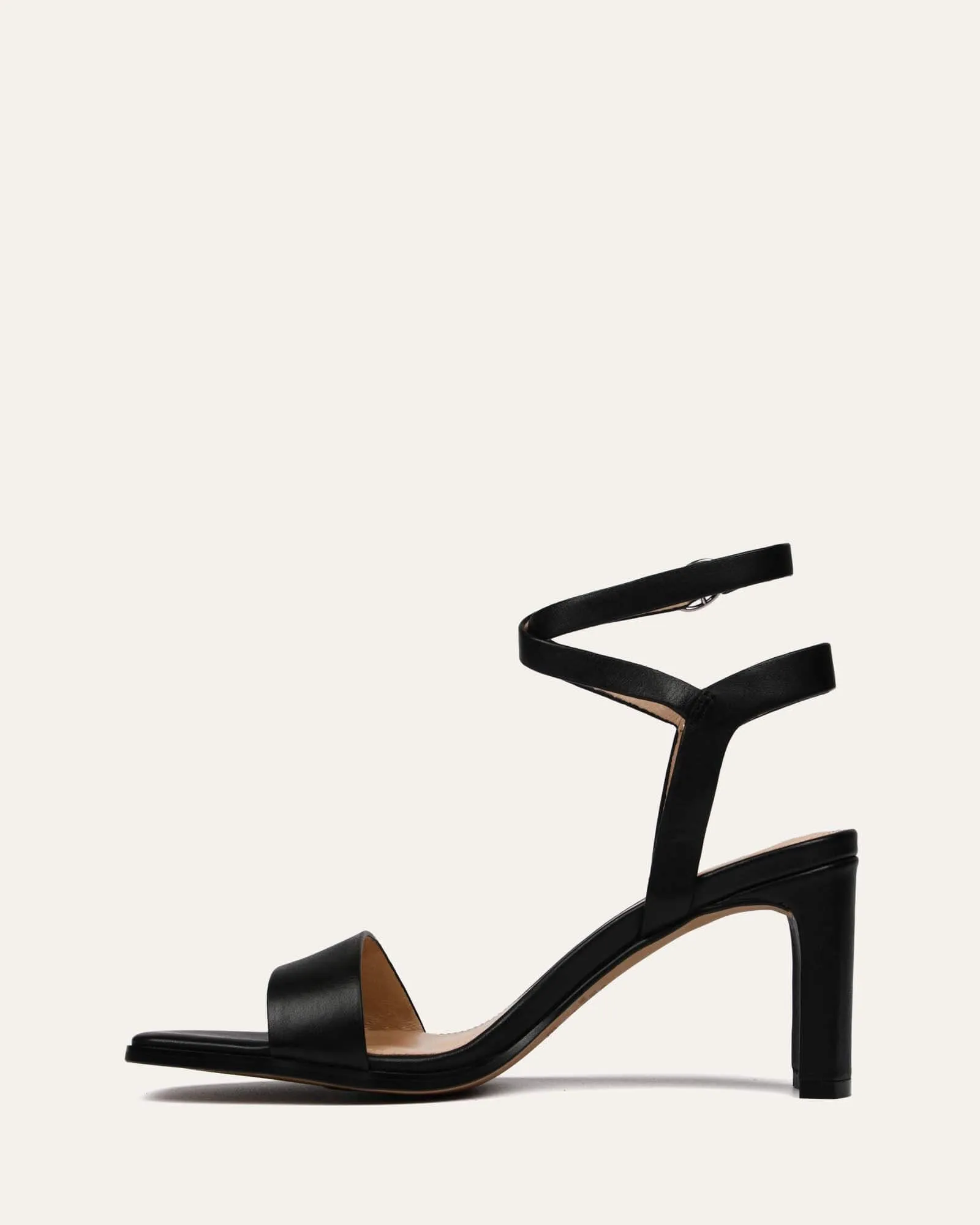 NATSU MID HEEL SANDALS BLACK LEATHER Jo Mercer