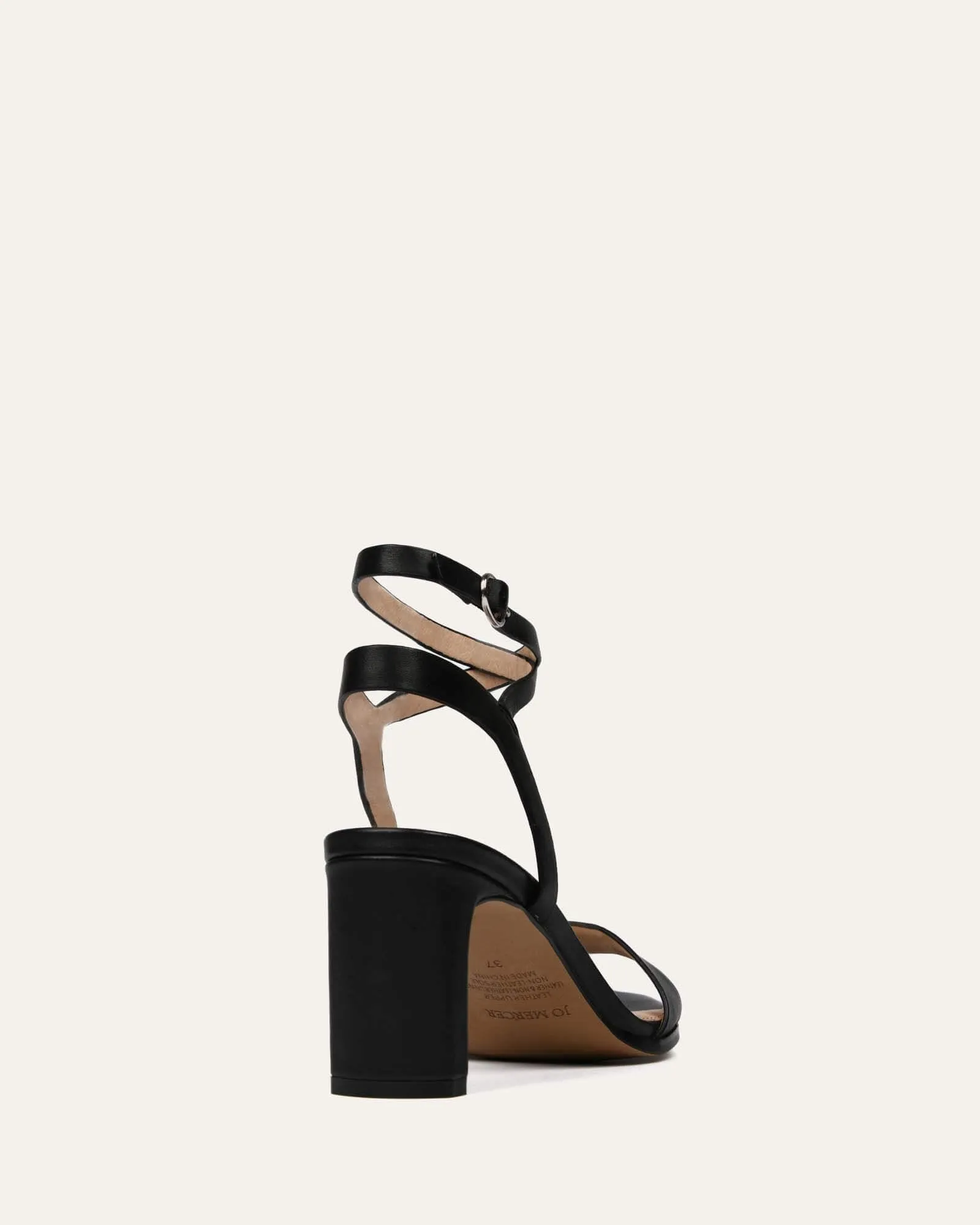 NATSU MID HEEL SANDALS BLACK LEATHER Jo Mercer