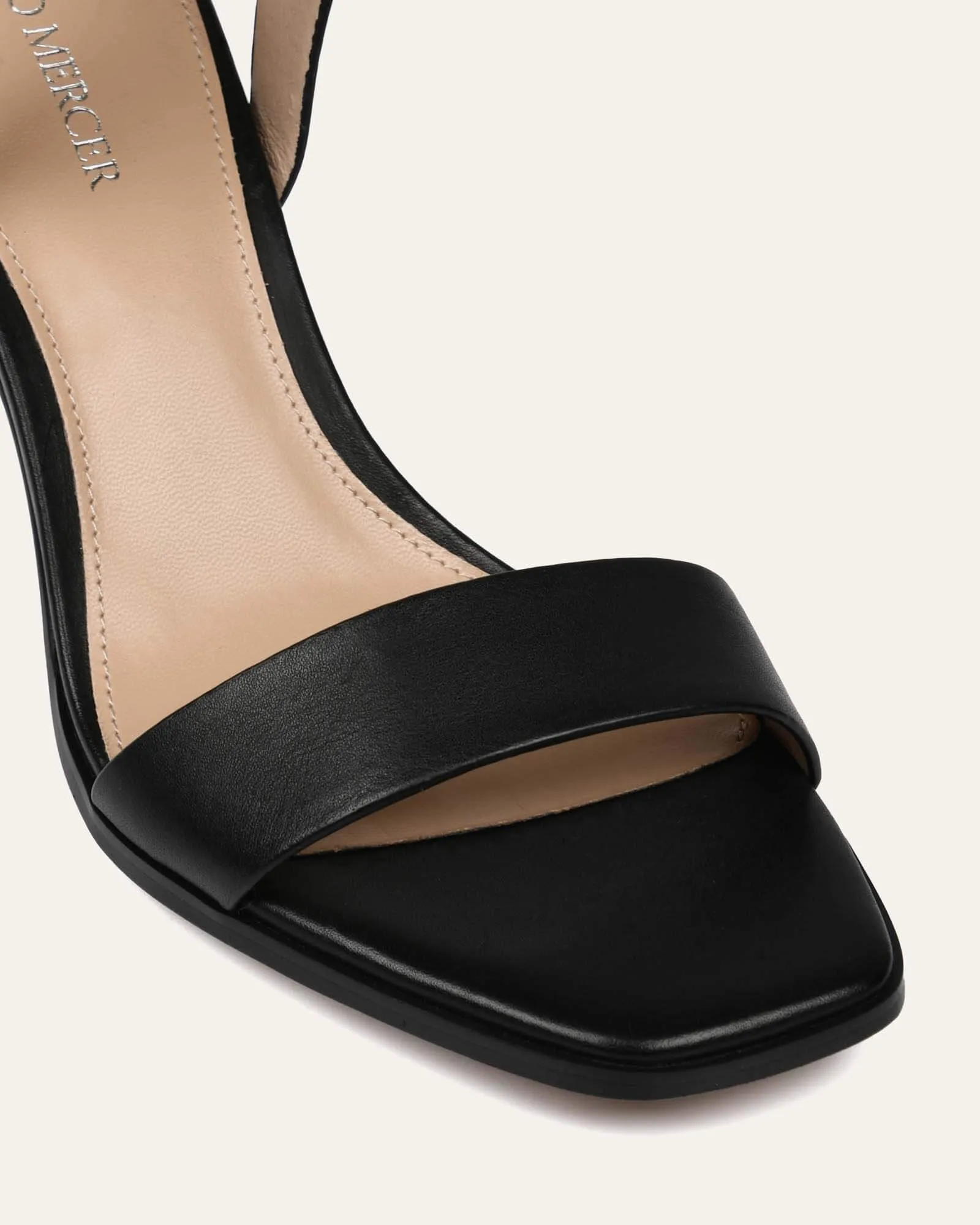NATSU MID HEEL SANDALS BLACK LEATHER Jo Mercer