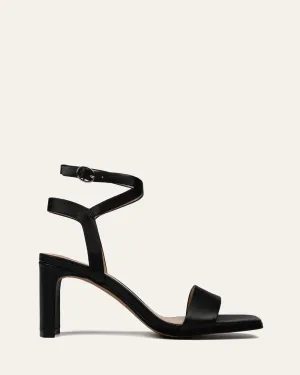 NATSU MID HEEL SANDALS BLACK LEATHER Jo Mercer