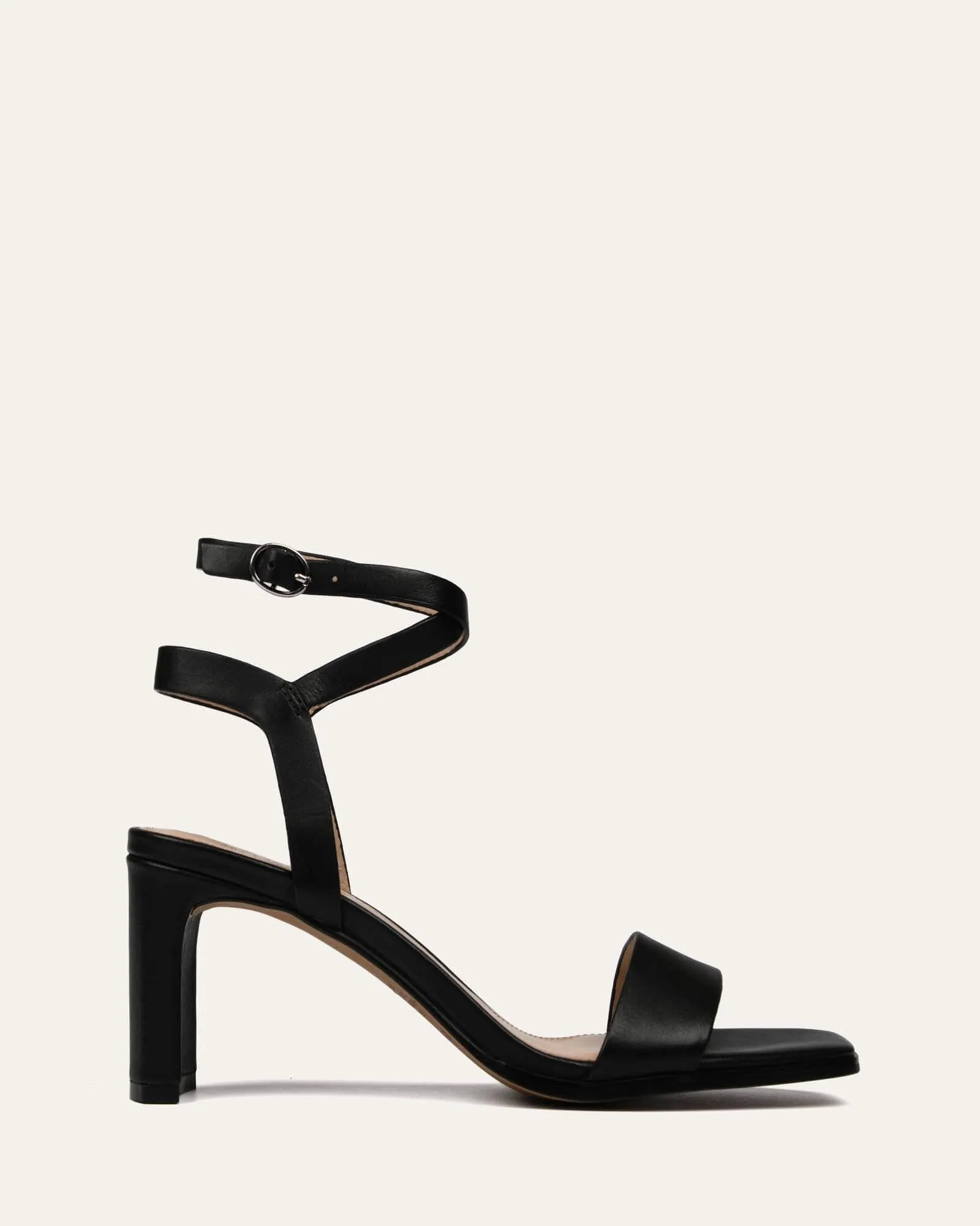 NATSU MID HEEL SANDALS BLACK LEATHER Jo Mercer