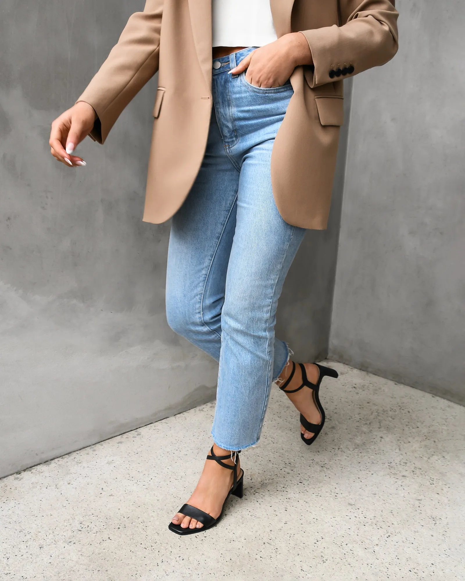 NATSU MID HEEL SANDALS BLACK LEATHER Jo Mercer