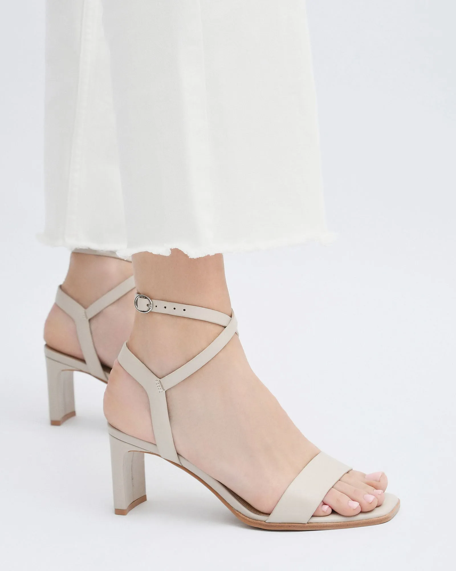 NATSU MID HEEL SANDALS BONE LEATHER Jo Mercer