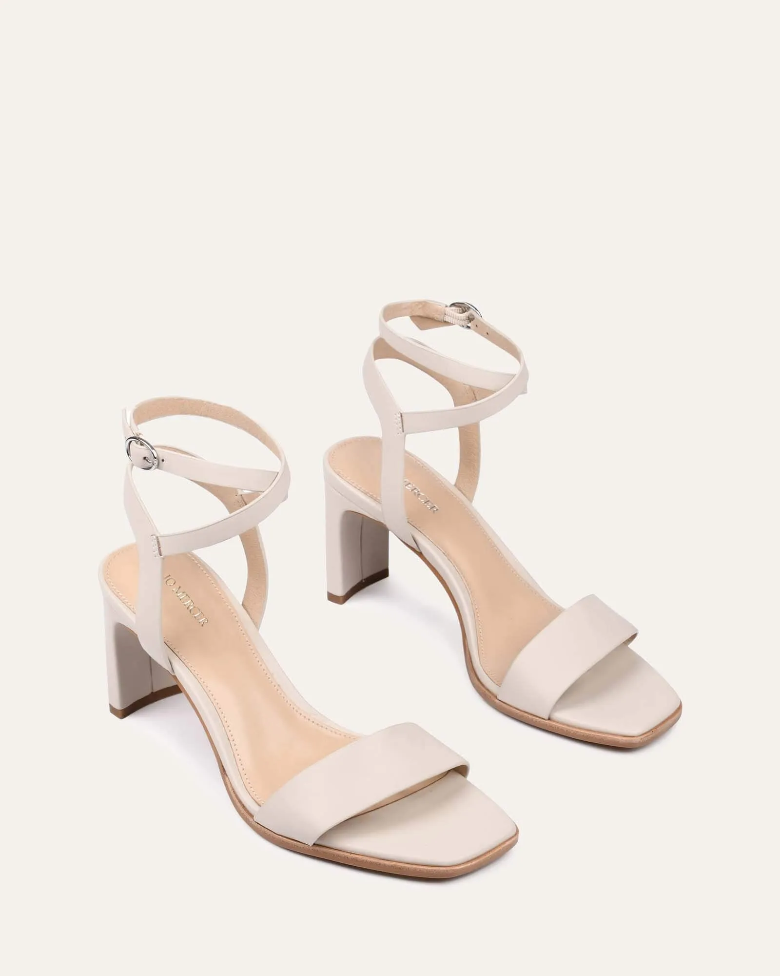 NATSU MID HEEL SANDALS BONE LEATHER Jo Mercer