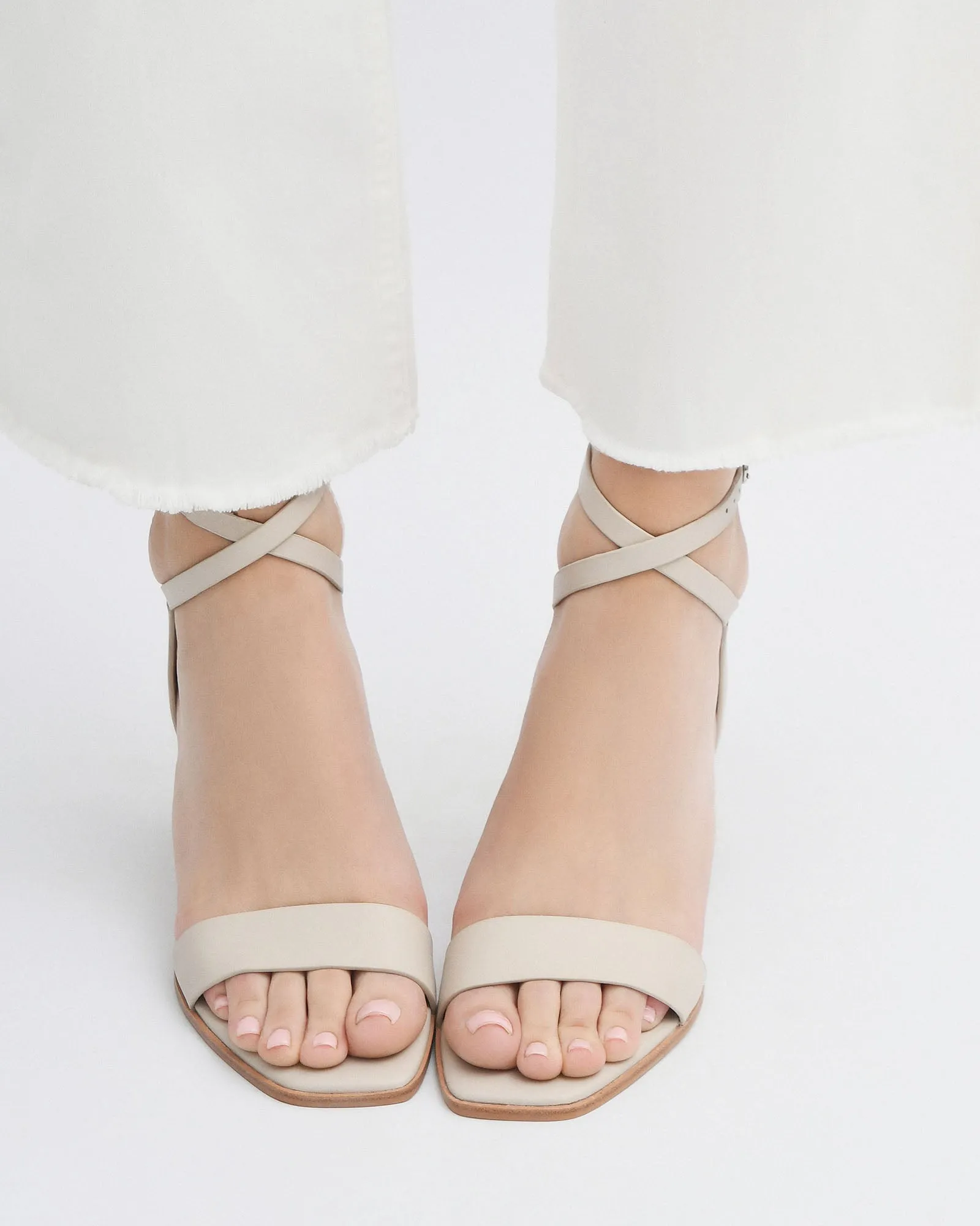 NATSU MID HEEL SANDALS BONE LEATHER Jo Mercer