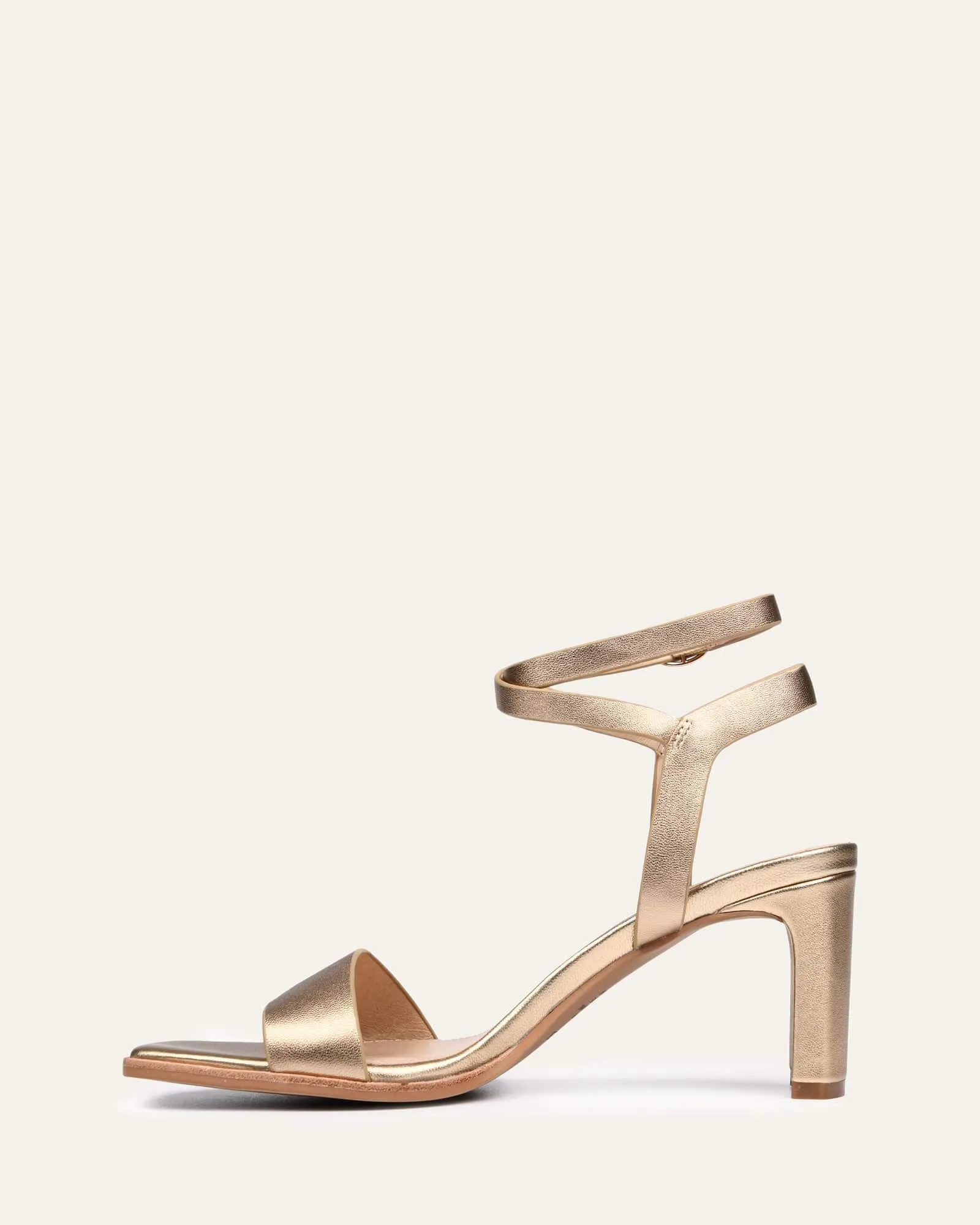 NATSU MID HEEL SANDALS SOFT GOLD LEATHER Jo Mercer
