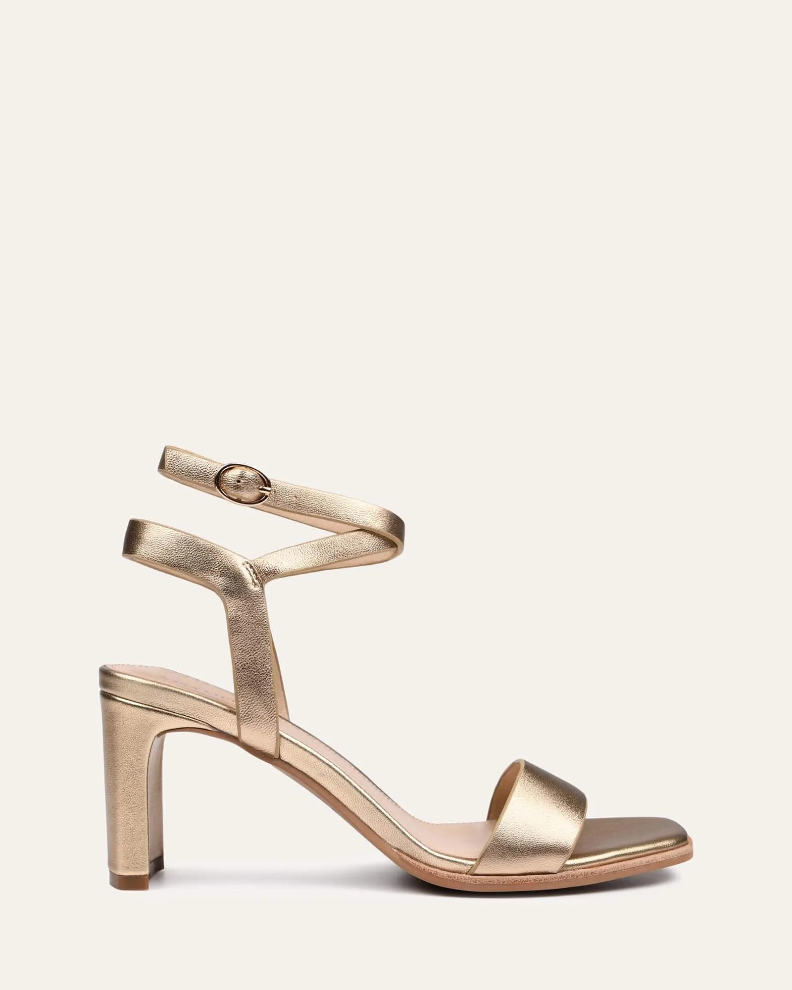 NATSU MID HEEL SANDALS SOFT GOLD LEATHER Jo Mercer