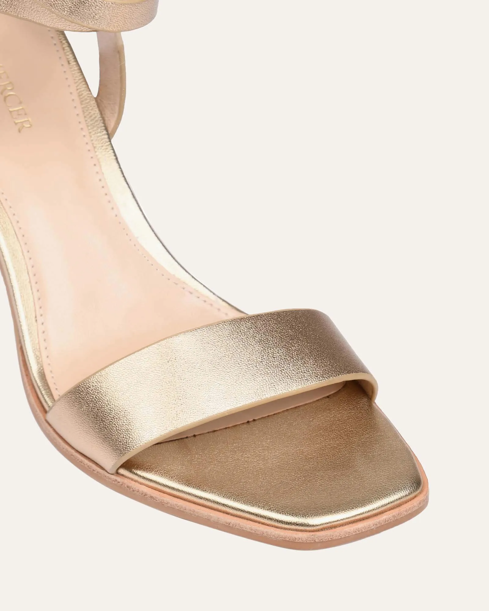 NATSU MID HEEL SANDALS SOFT GOLD LEATHER Jo Mercer