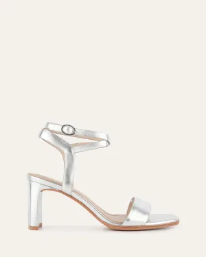 NATSU MID HEEL SANDALS SOFT SILVER LEATHER Jo Mercer