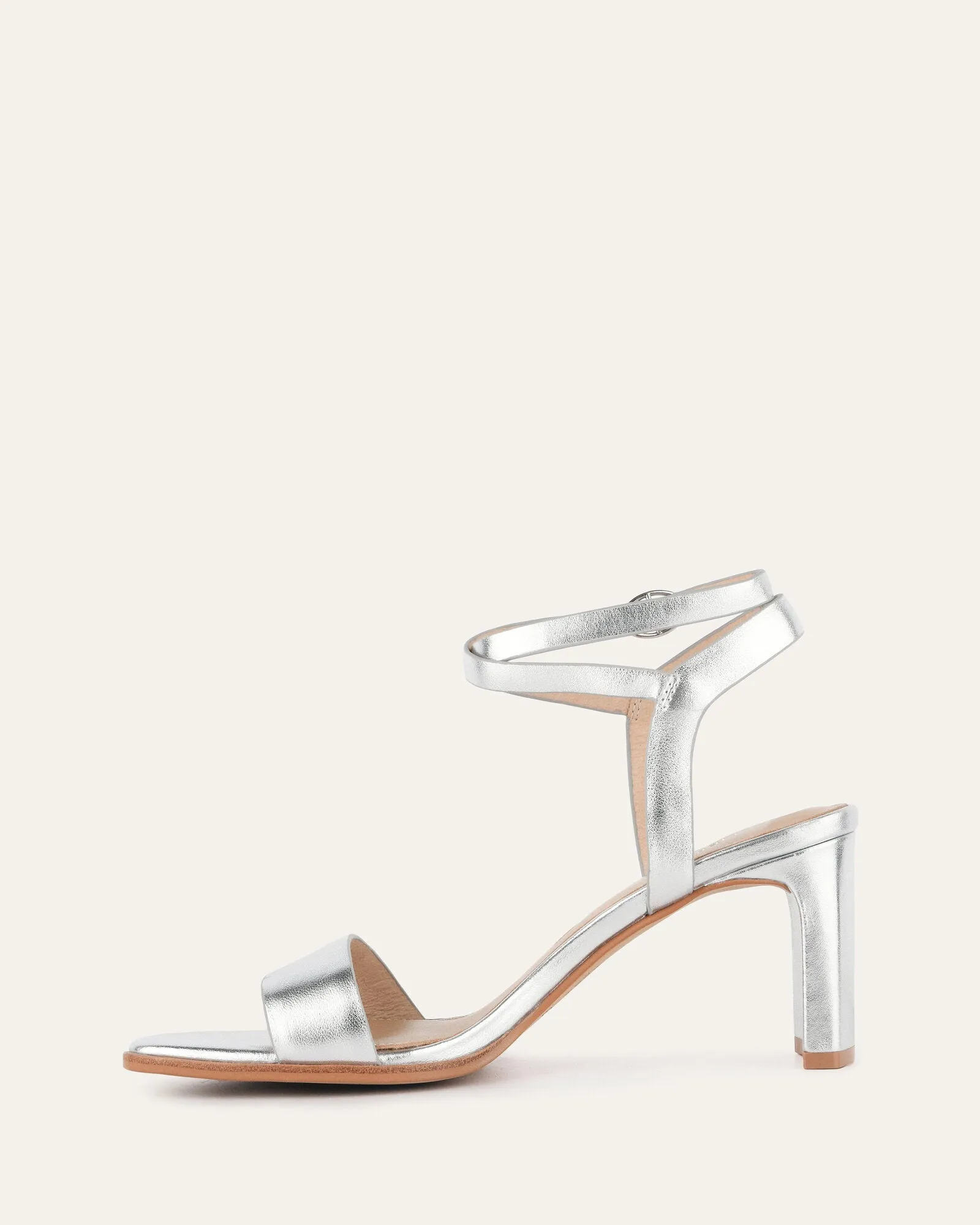 NATSU MID HEEL SANDALS SOFT SILVER LEATHER Jo Mercer