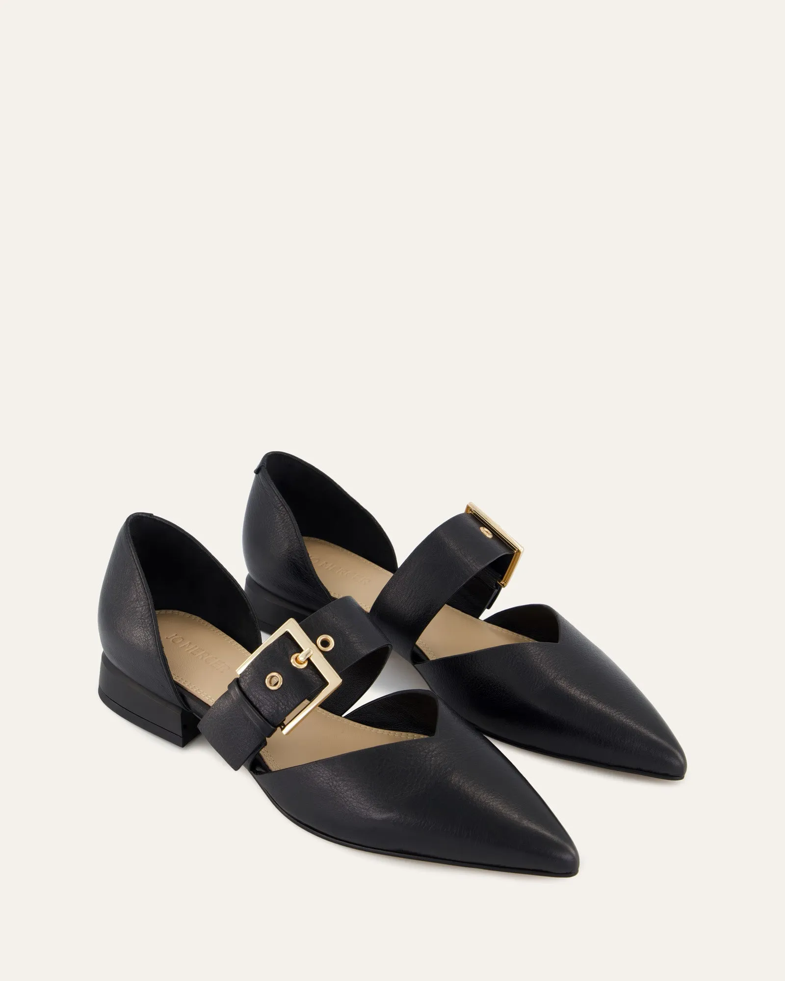 NEELA DRESS FLATS BLACK LEATHER Jo Mercer