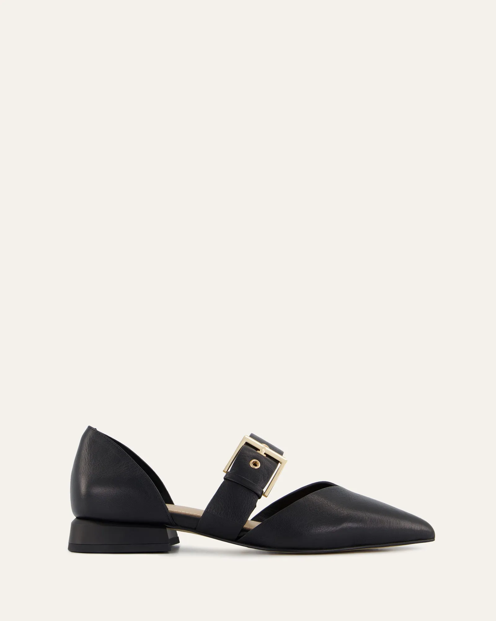 NEELA DRESS FLATS BLACK LEATHER Jo Mercer