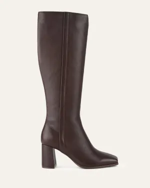 NELLIE KNEE BOOTS BITTER CHOC LEATHER Jo Mercer