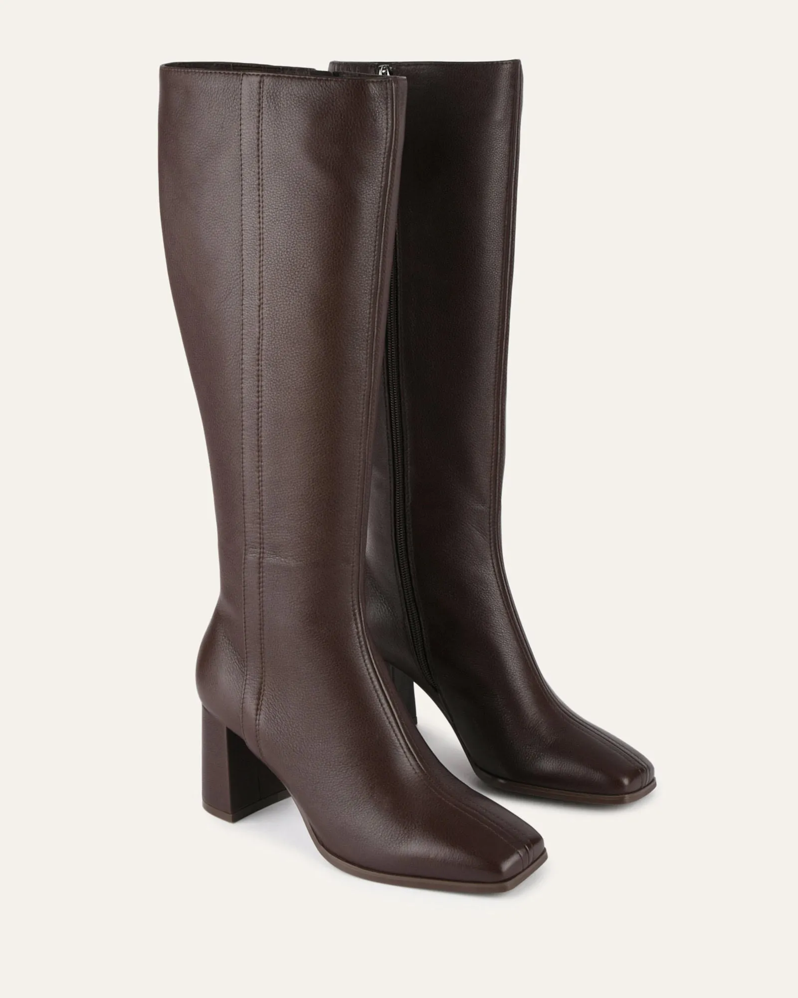NELLIE KNEE BOOTS BITTER CHOC LEATHER Jo Mercer