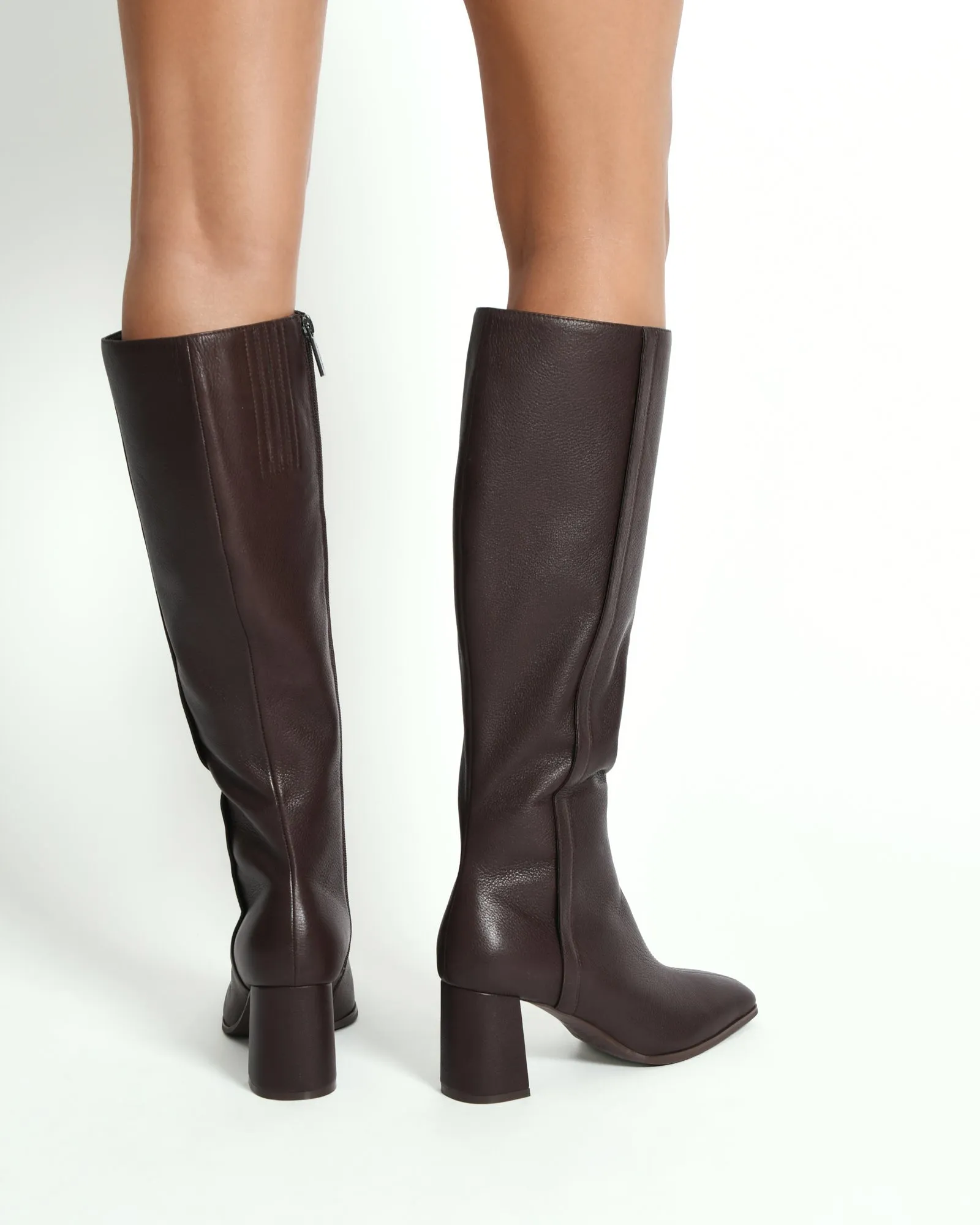 NELLIE KNEE BOOTS BITTER CHOC LEATHER Jo Mercer