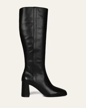 NELLIE KNEE BOOTS BLACK LEATHER Jo Mercer