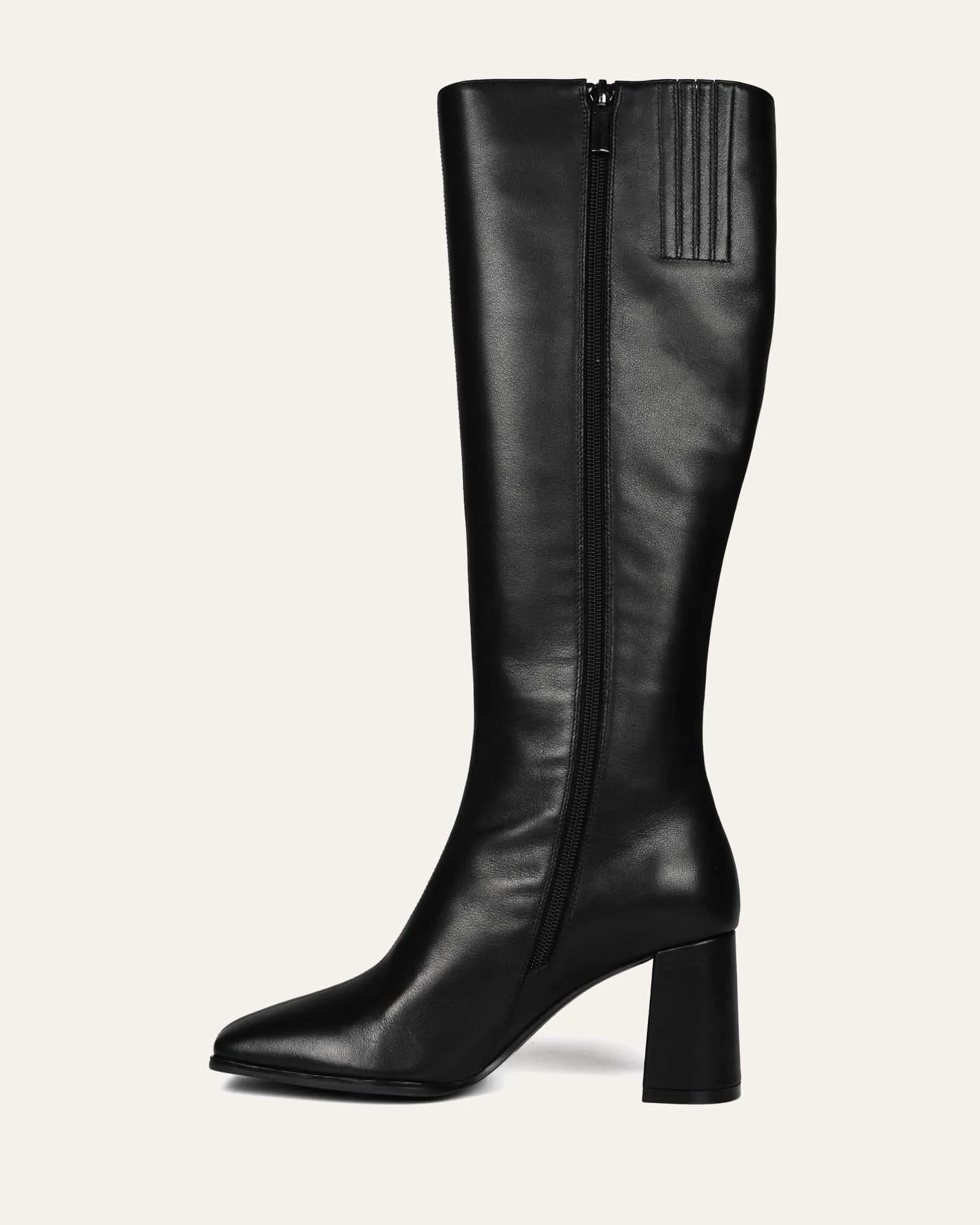 NELLIE KNEE BOOTS BLACK LEATHER Jo Mercer