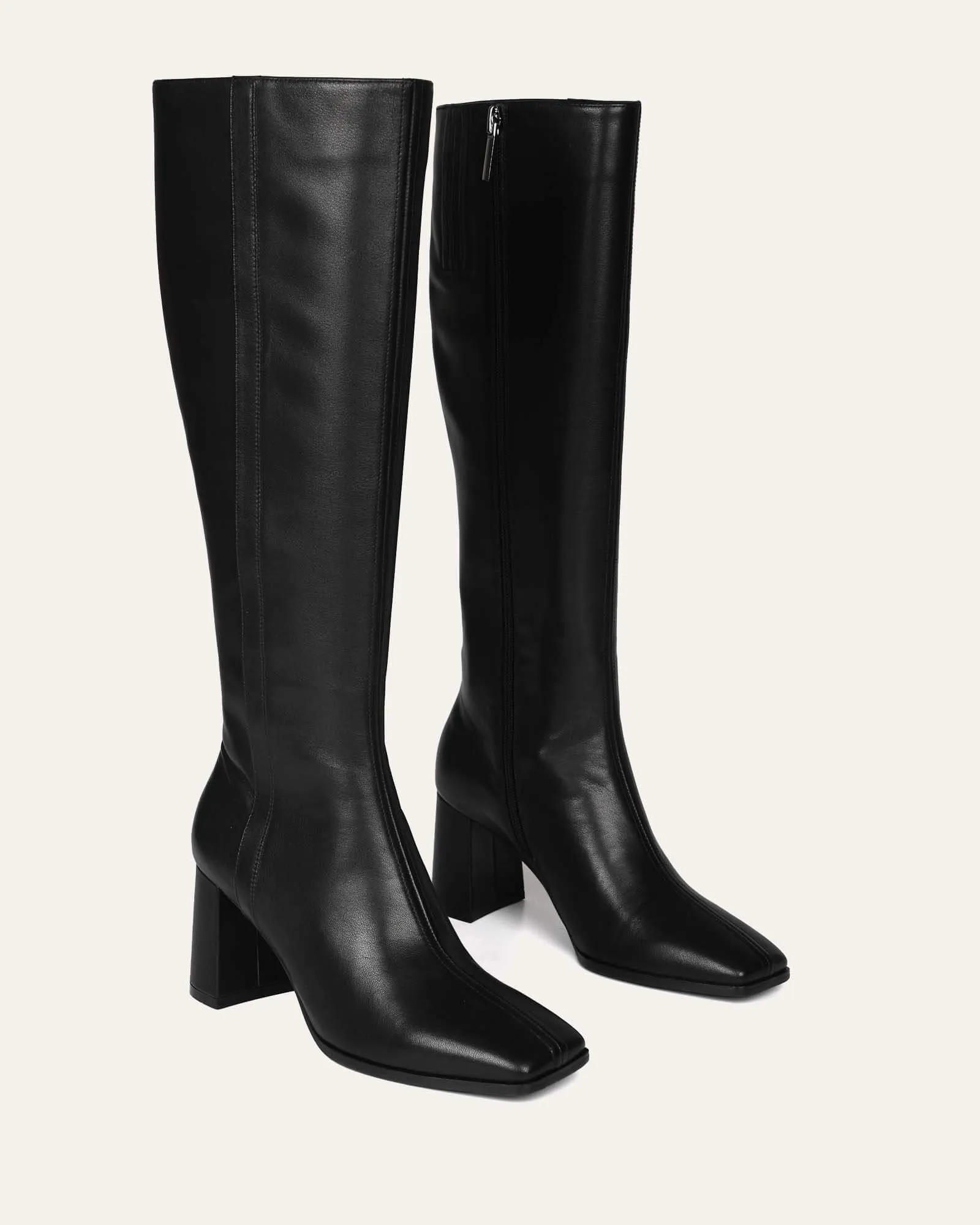 NELLIE KNEE BOOTS BLACK LEATHER Jo Mercer